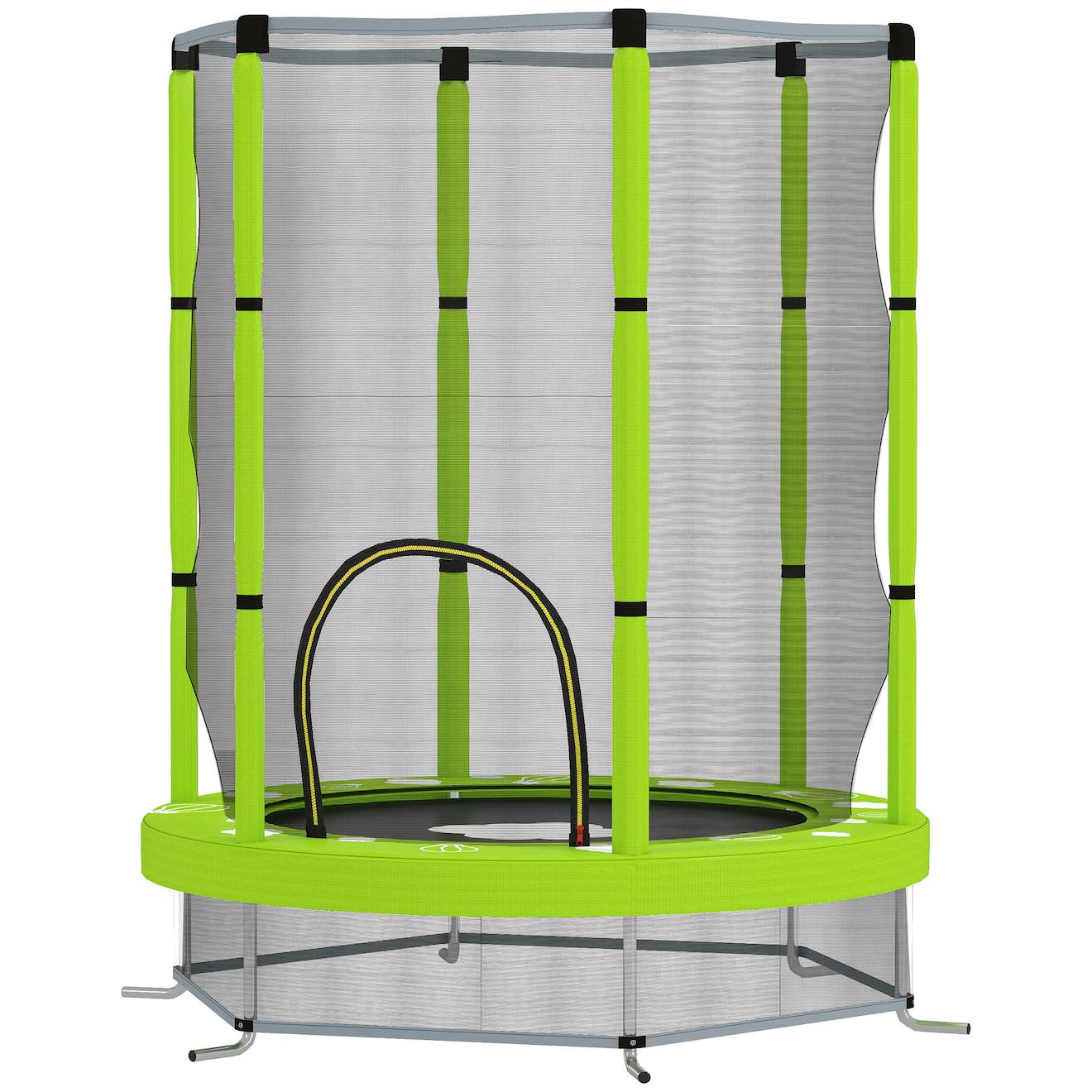 Trampoline Enfant Ø140 Cm - Filet Sécurité, Porte Zippée, 6 Poteaux Rembourrés Vert
