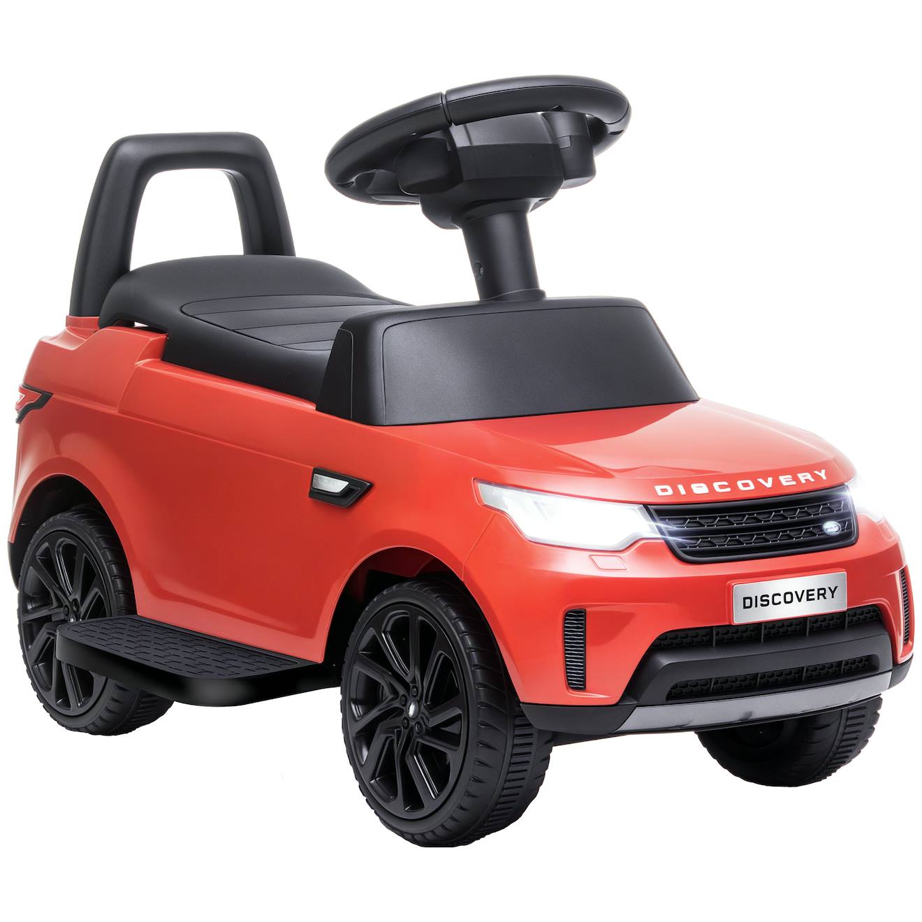 Voiture Électrique Enfant Porteur 2 En 1 Land Rover Discovery Effets Lumineux Sonores Rouge