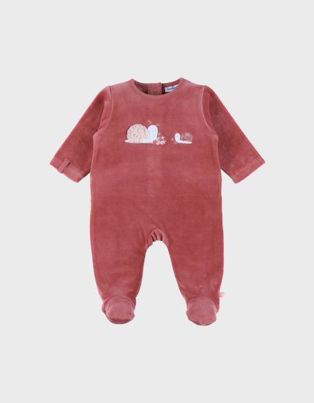 Bébé-Pyjama bébé en velours brodé escargot