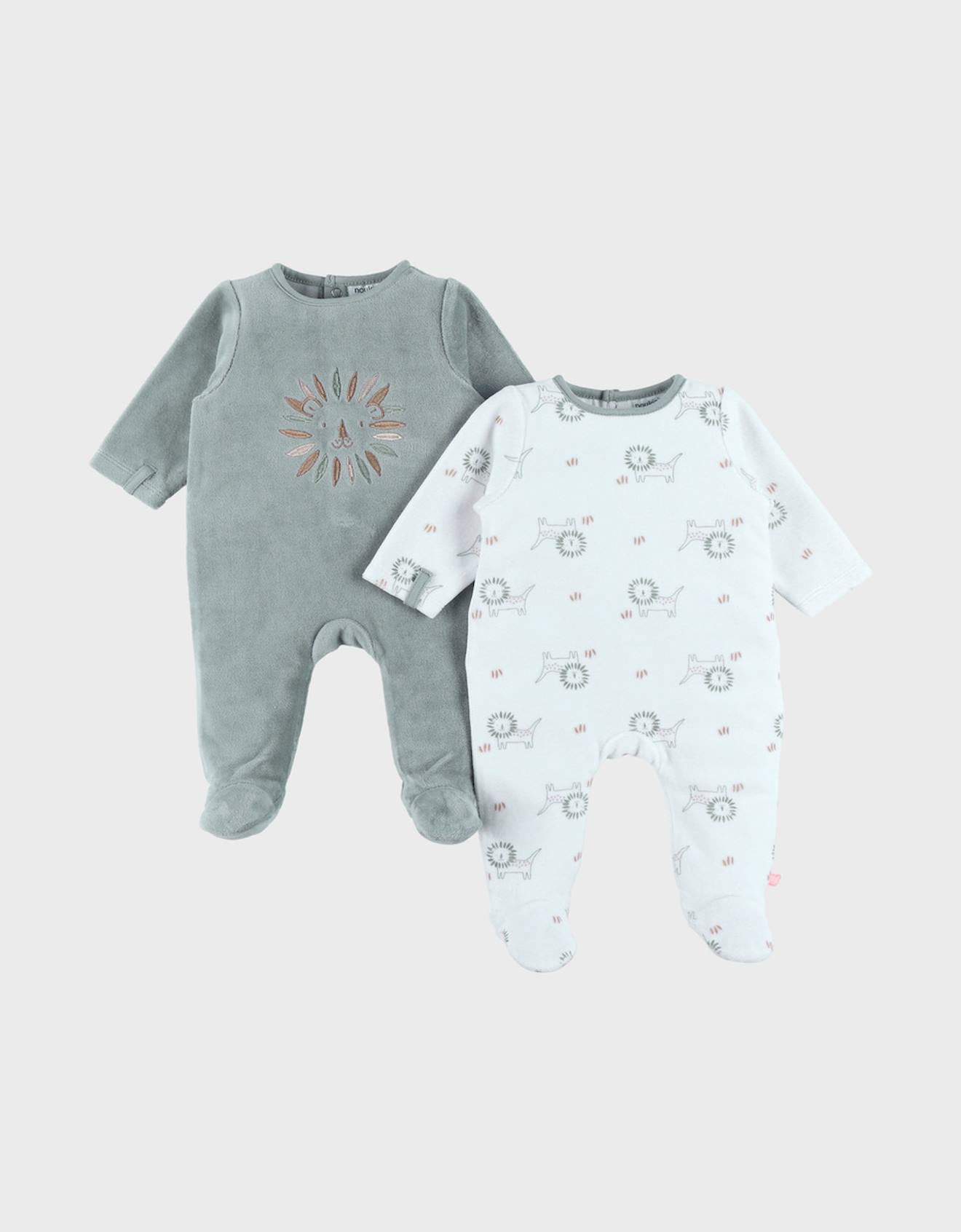 Lot De 2 Pyjamas Bébé En Velours Doux Blanc
