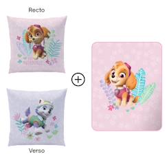Linge de maison et décoration-Linge de lit enfant-Ensemble plaid et coussin, pat patrouille paradise