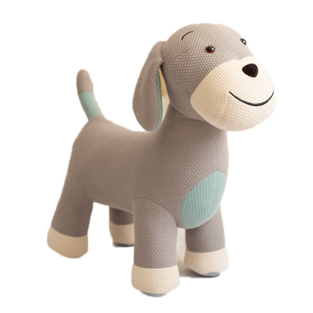 Grand Peluche Siège D’appoint Chien Cocker Gris Clair Et Bleu