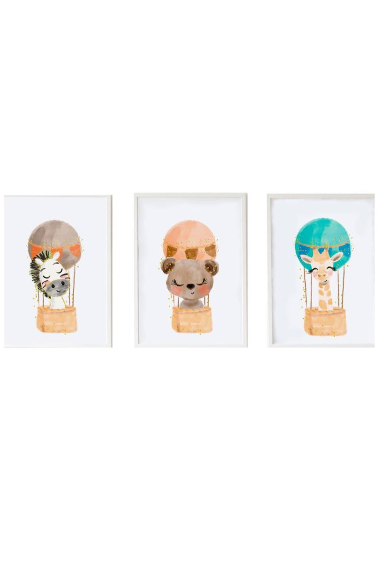 Lot 3 Cadres Muraux Animaux Enfant Multi Coloured