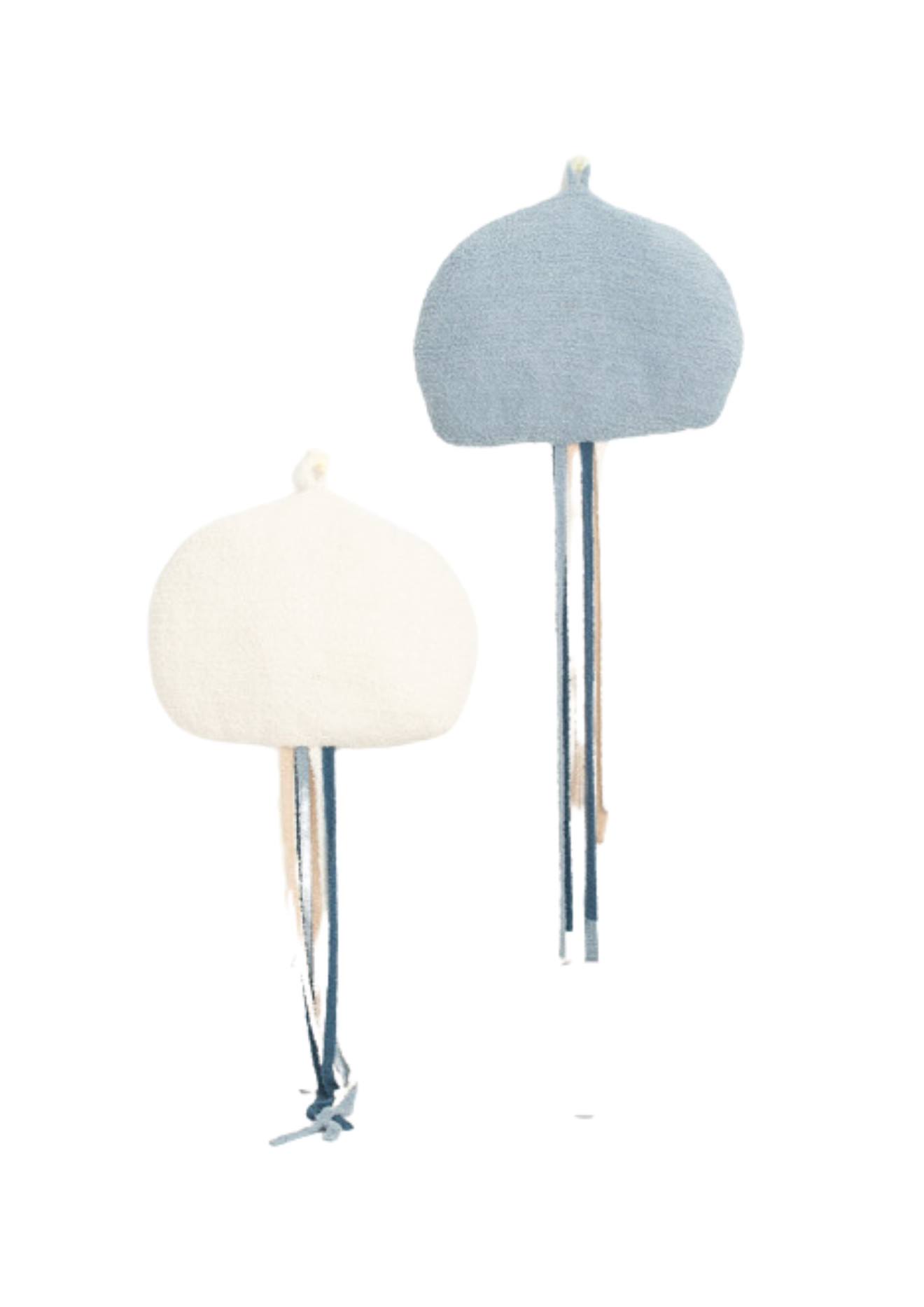 Décoration Murale 2 Méduses Tissu Doux White And Blue