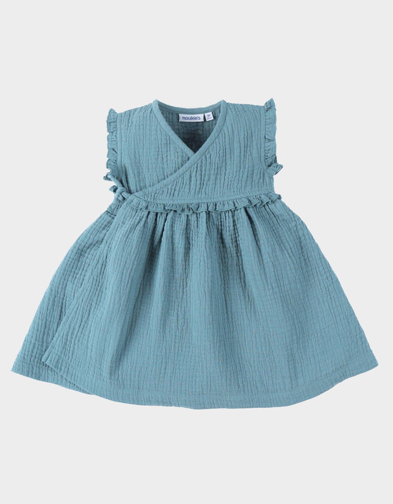 Robe Portefeuille Mousseline De Coton Bleu