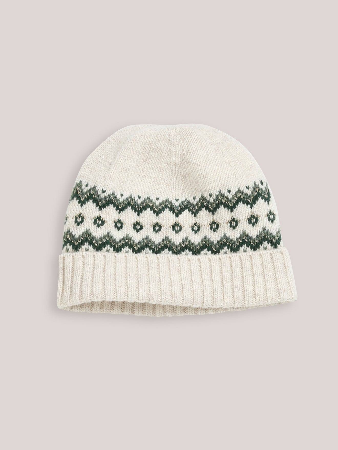 Bonnet Jacquard En Laine Fille Ecru