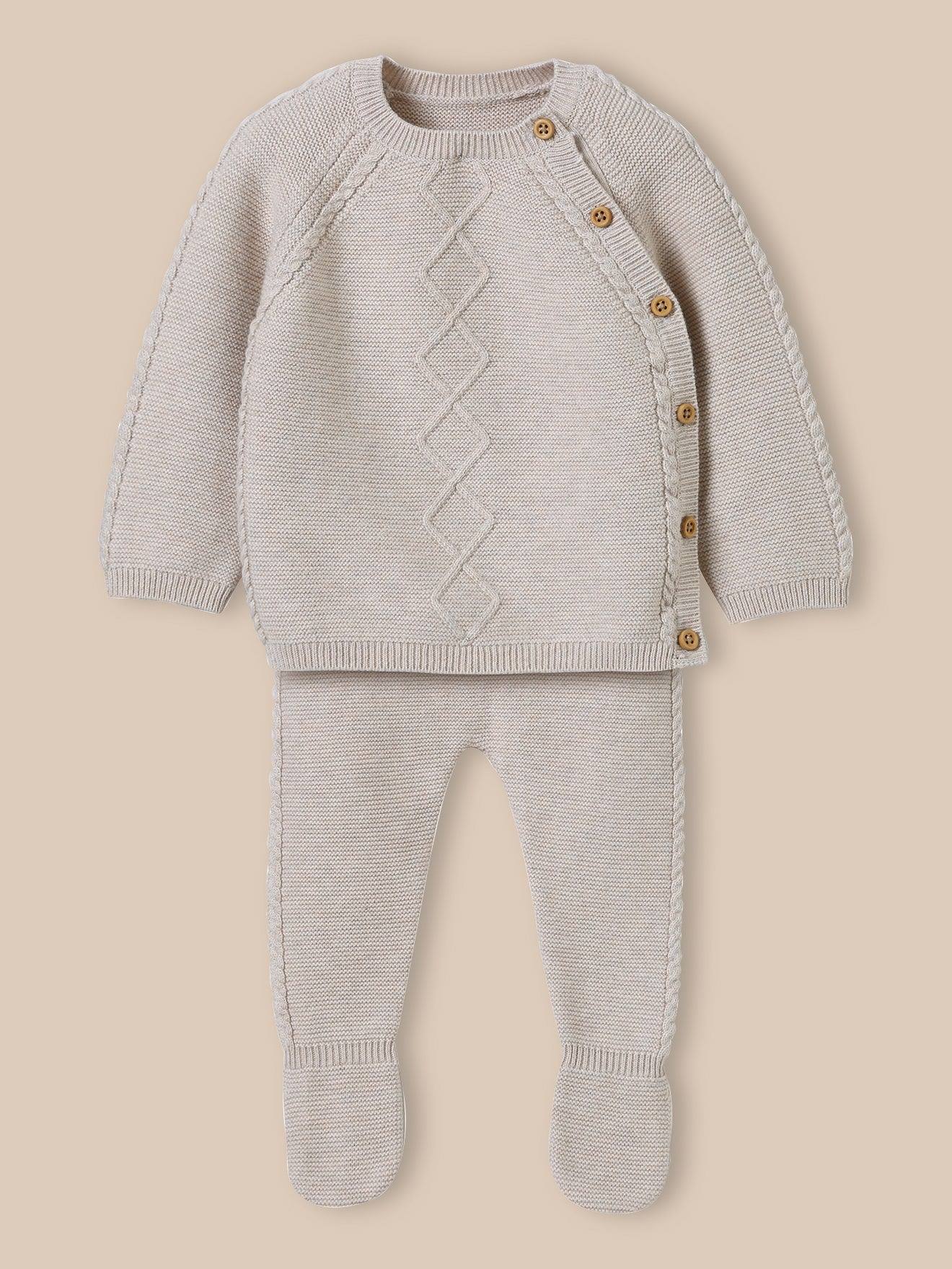 Ensemble Naissance - Coton Biologique Et Laine Beige Chine 55 €