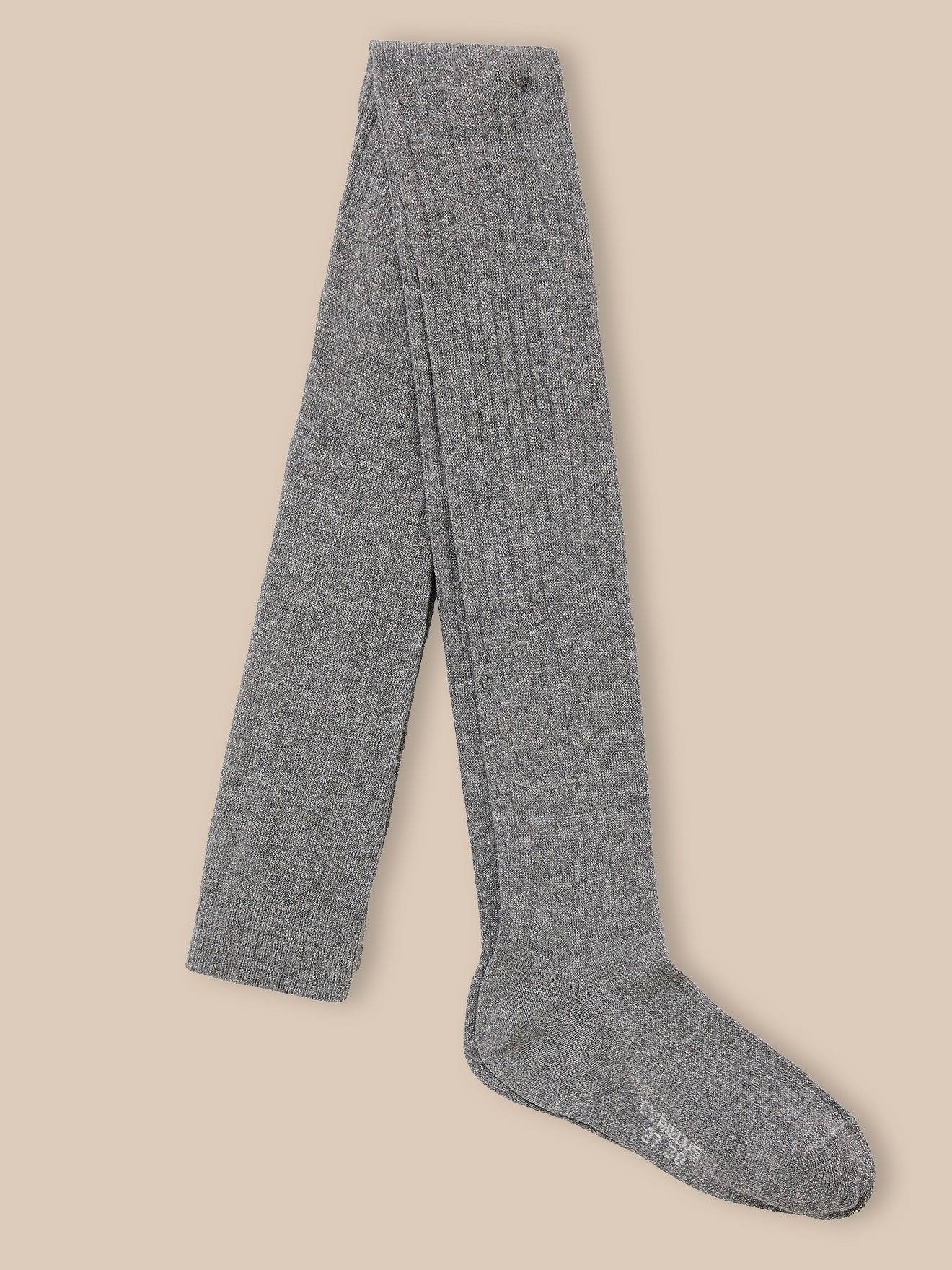 Collants Métallisés À Côtes Fille Gris Chine Moyen