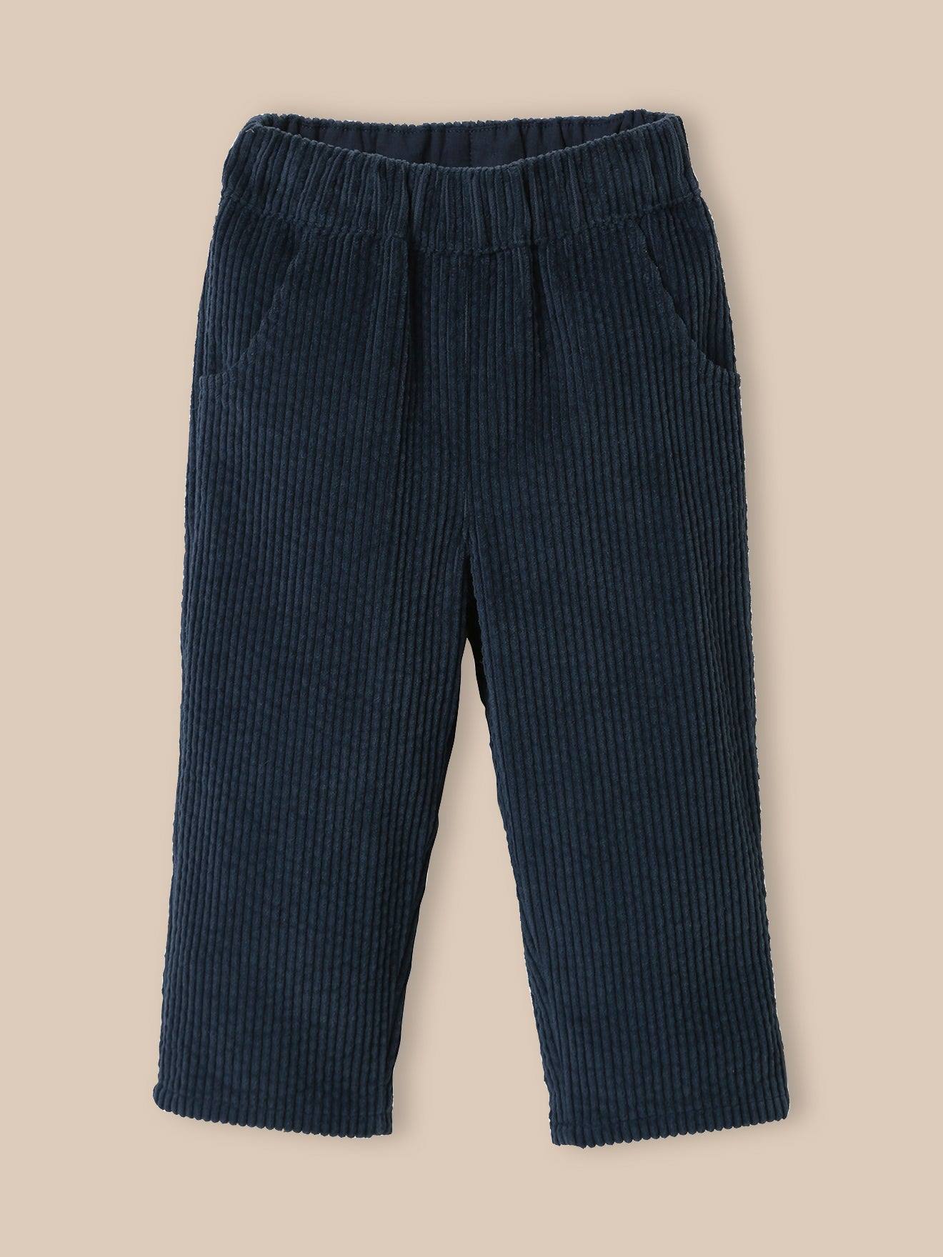 Pantalon Velours En Grosses Côtes Bébé Bleu Ombre