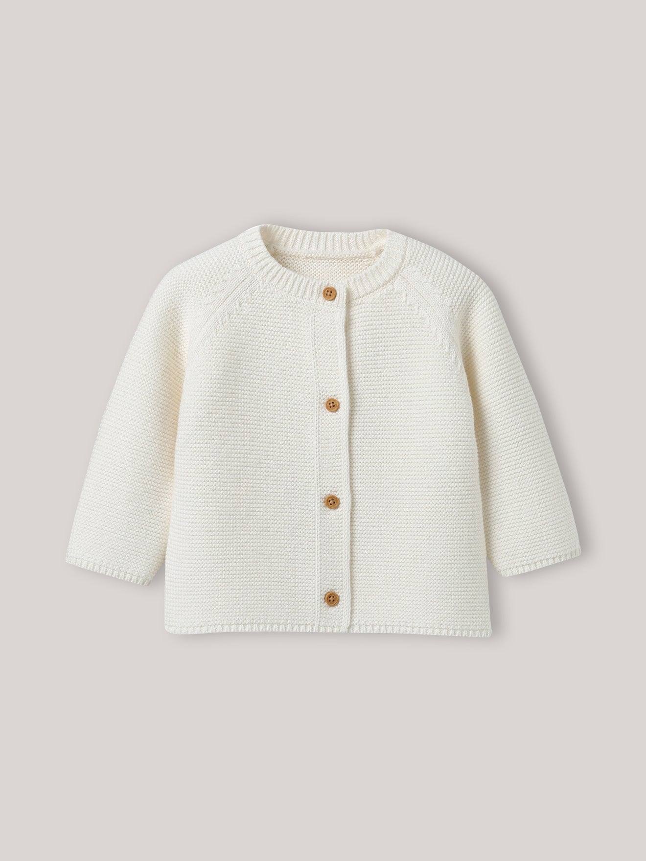 Cardigan En Coton Biologique Et Laine Bébé Ecru