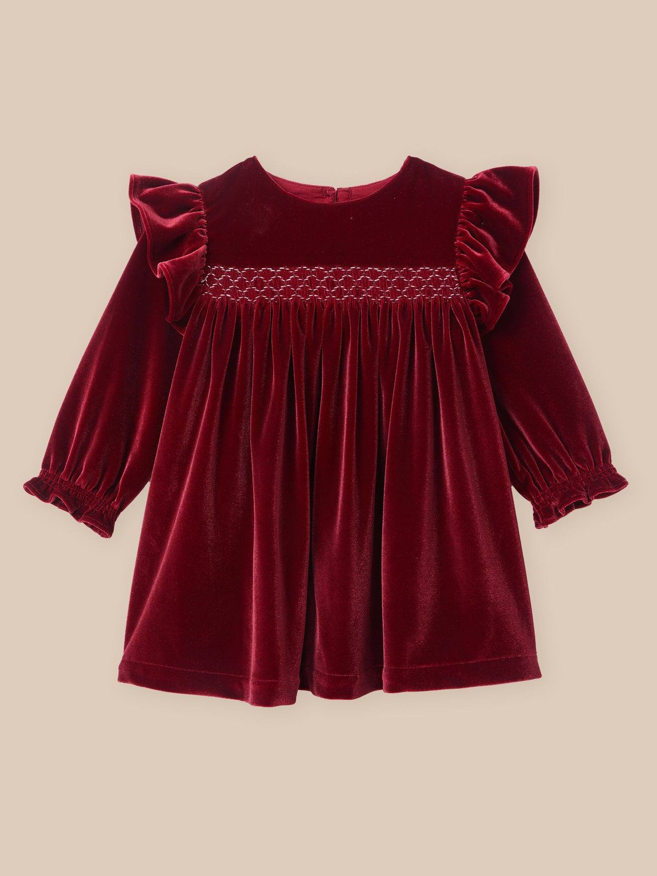 Robe En Panne De Velours Bébé Carmin