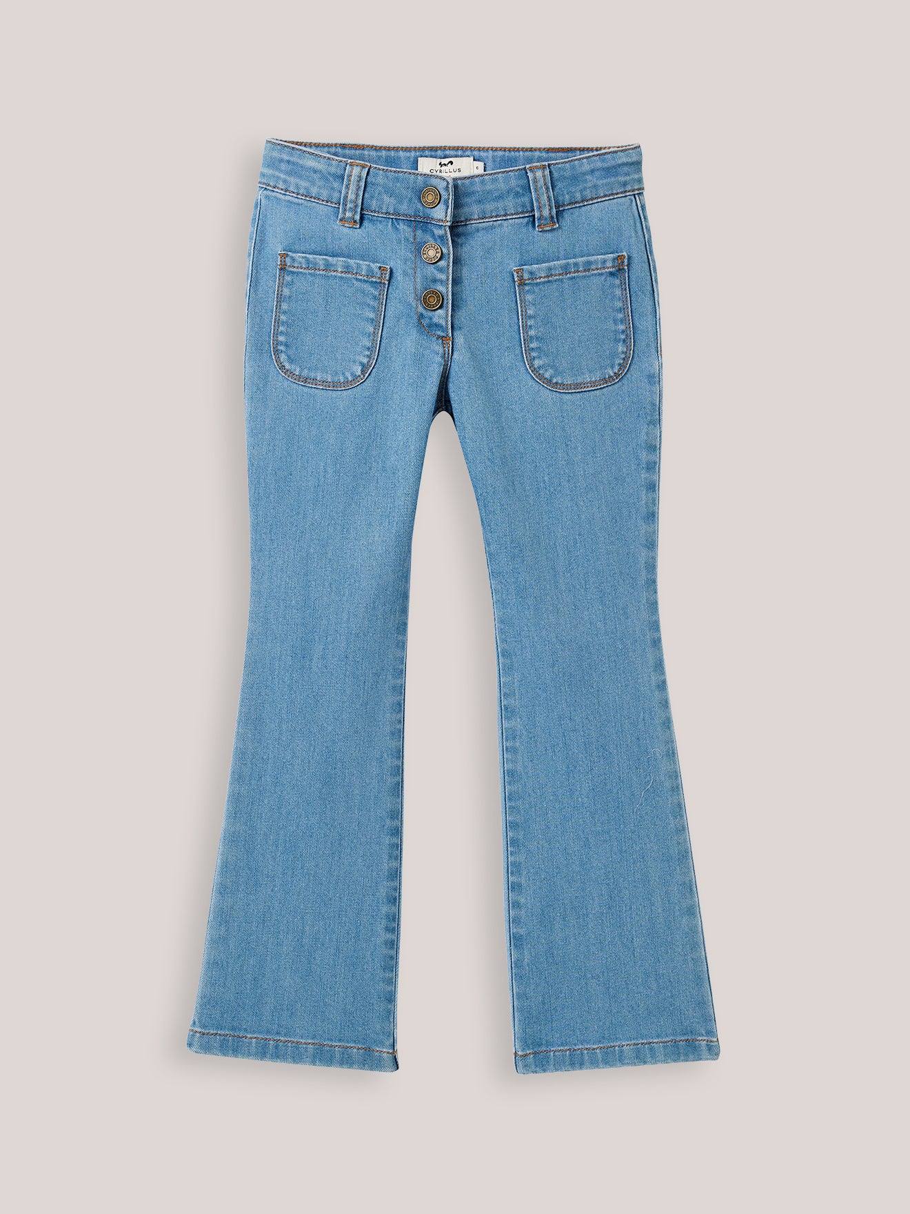 Pantalon Flare Fille En Denim Denim Stone