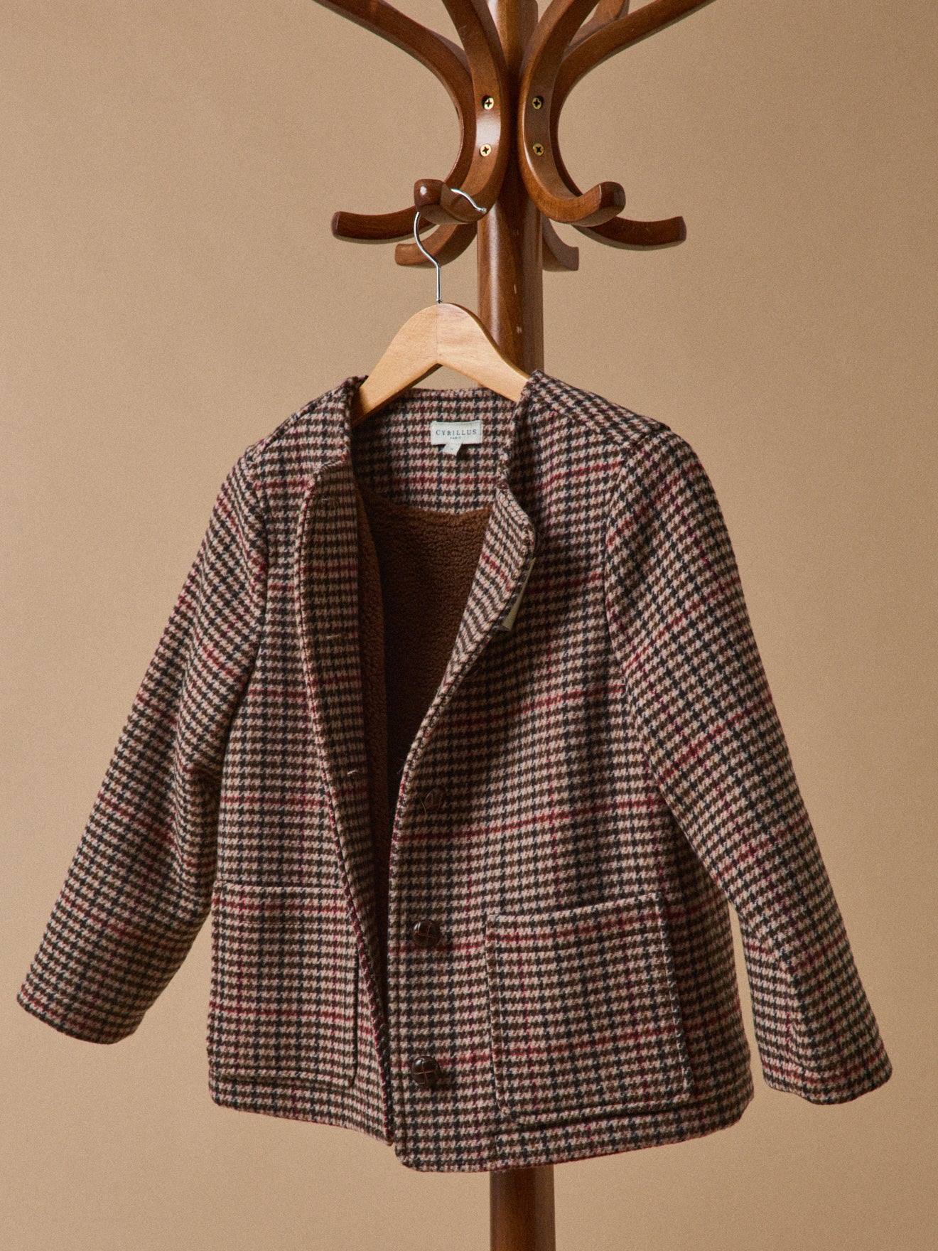 Manteau En Lainage Fille Carreaux Multico