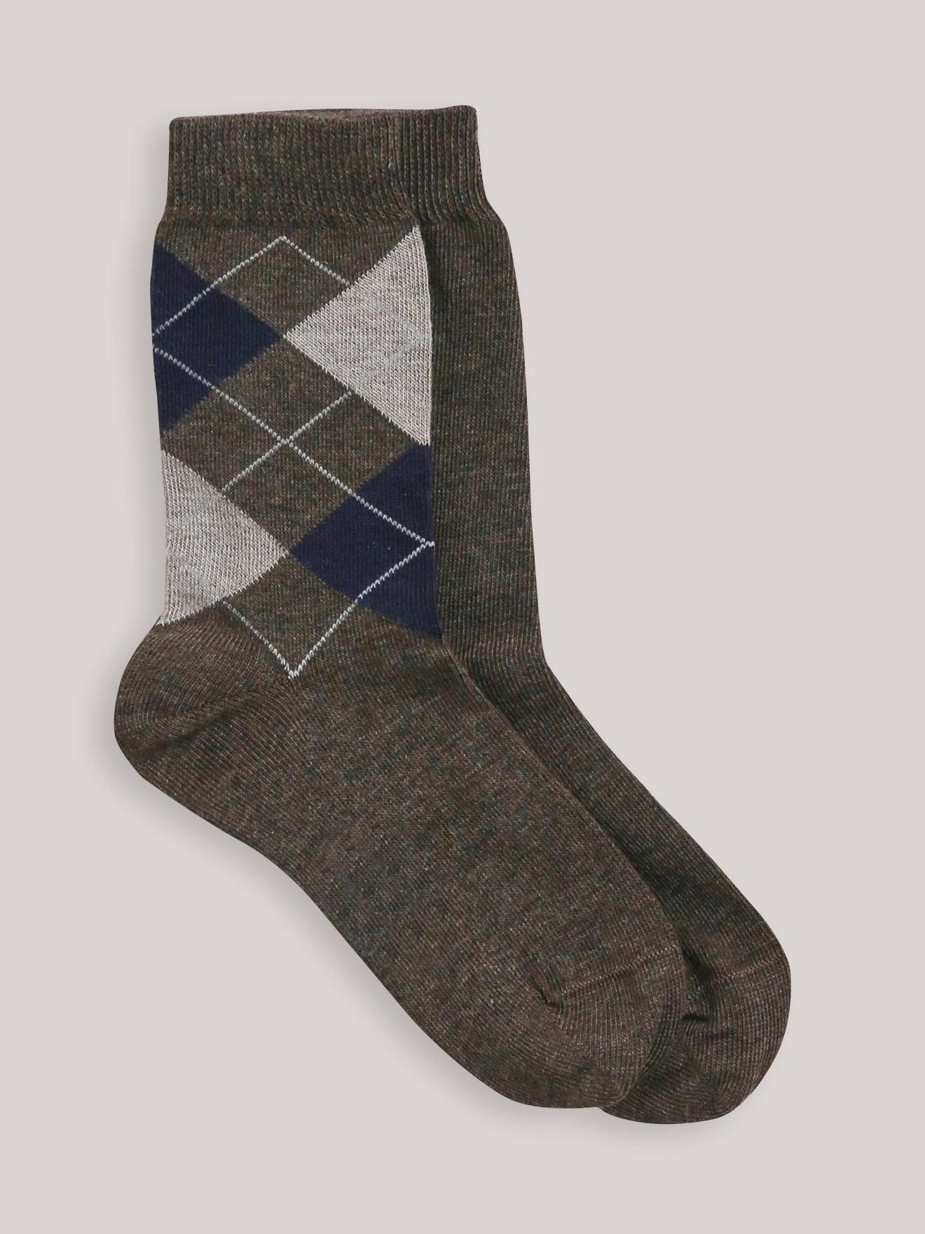 Lot de 2 chaussettes intarsia et unie marron