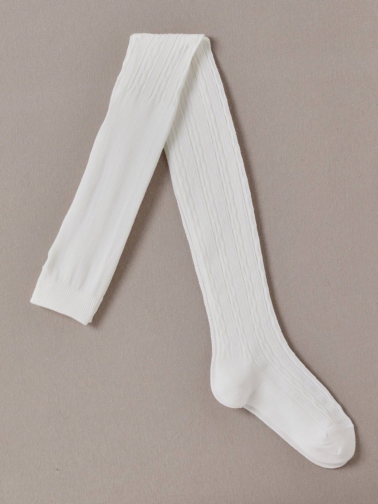 Collants Fille Avec Torsades Ecru