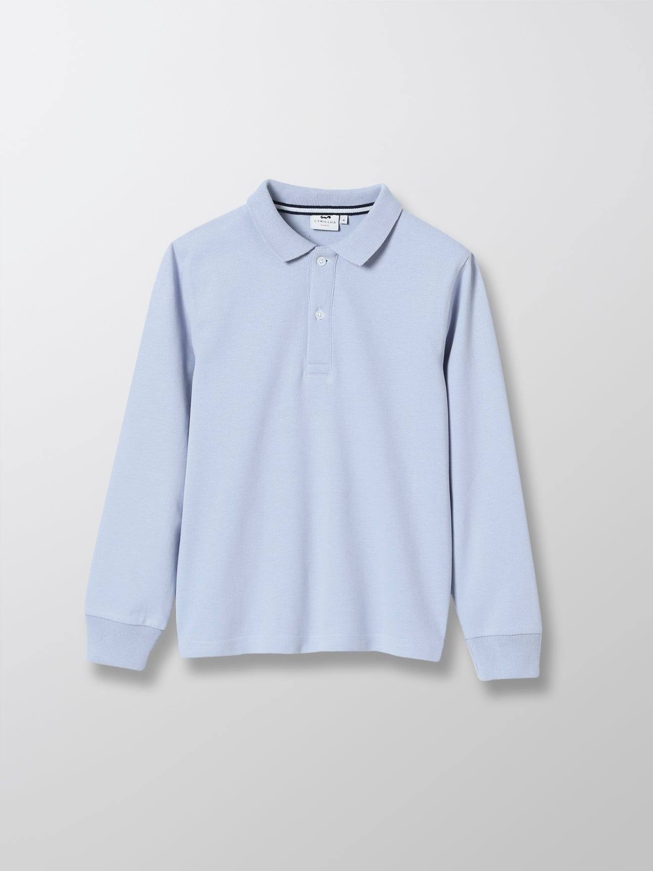 Polo Garçon En Coton Biologique Bleu Clair Uni