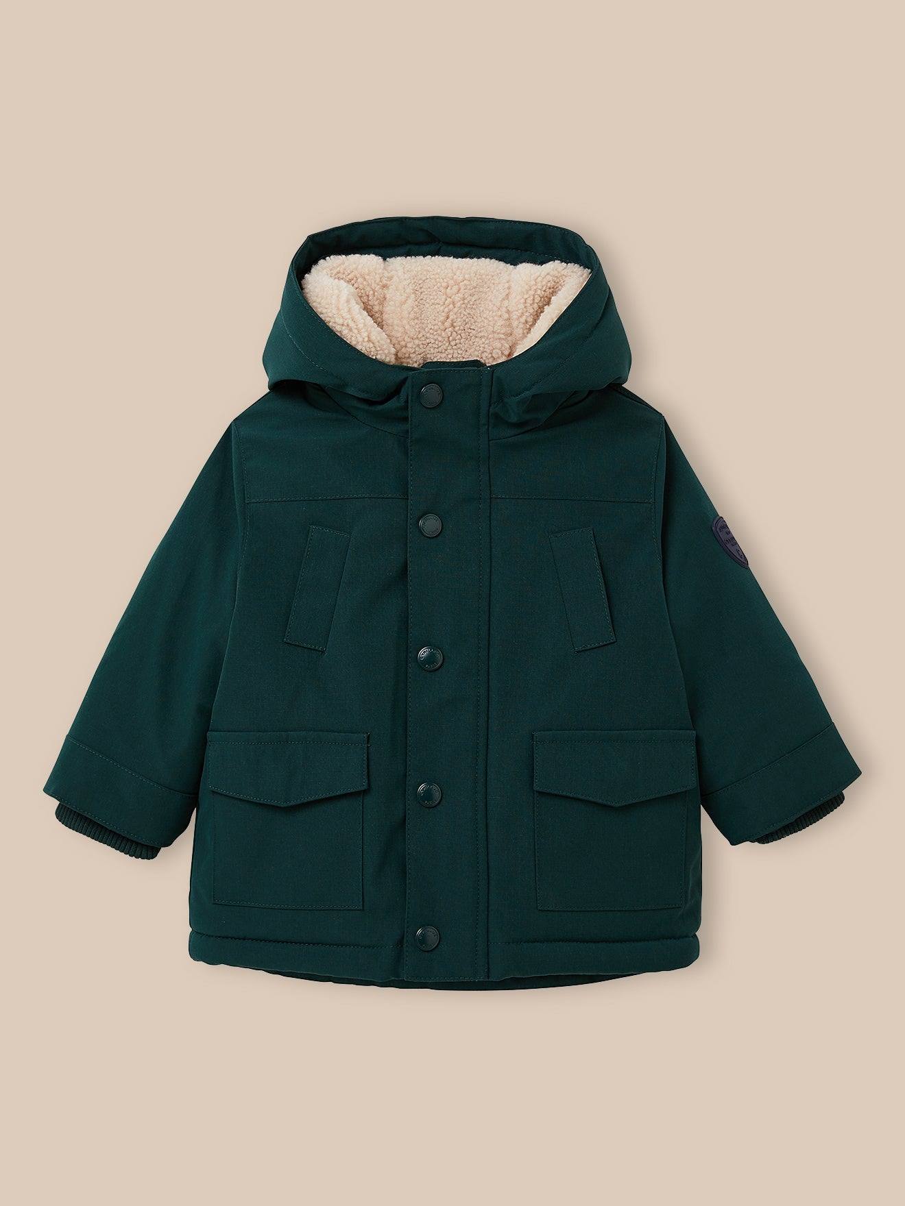 Parka doublée sherpa bébé vert anglais