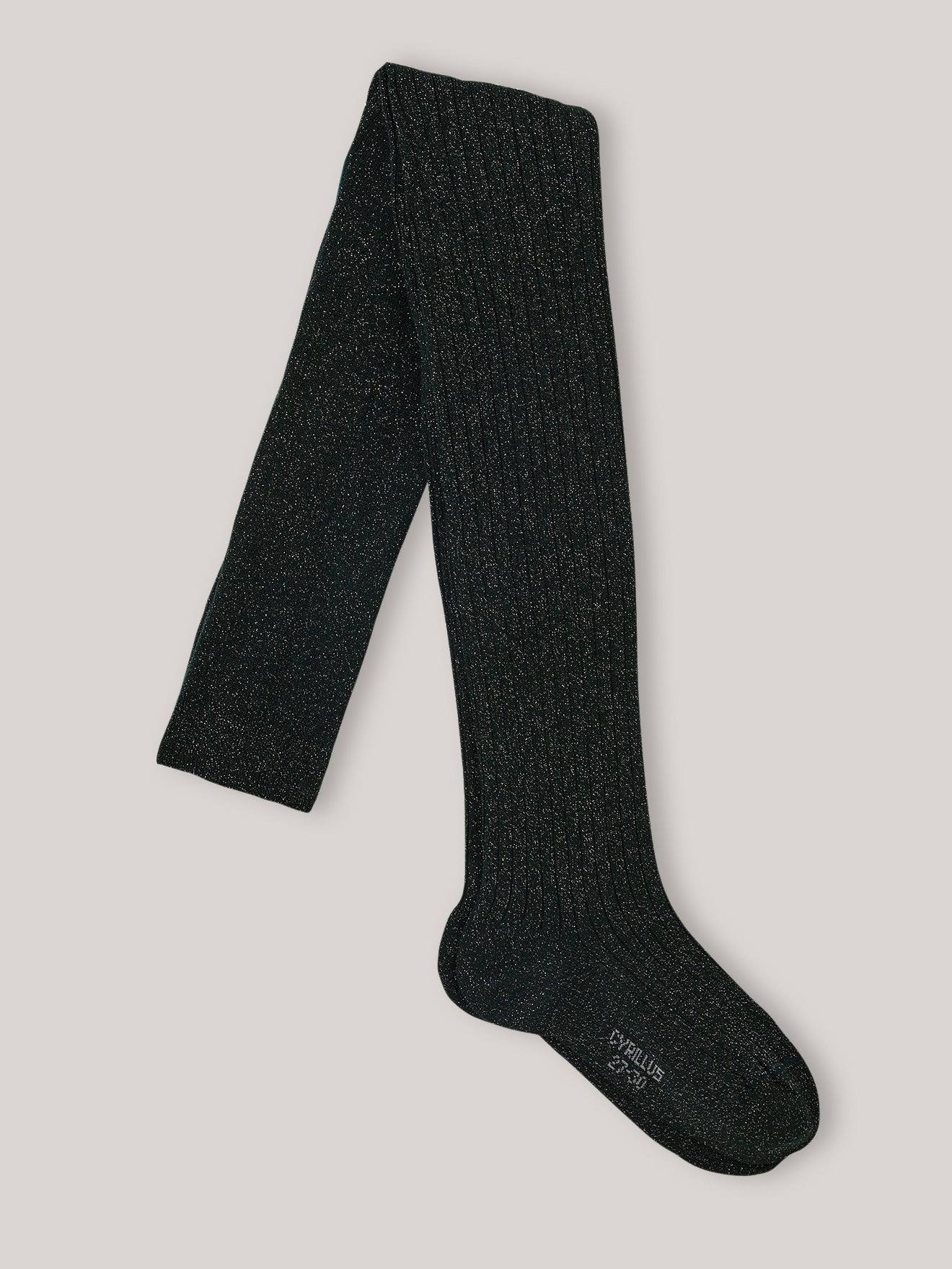 Collants Métallisés À Côtes Fille Vert Fougere