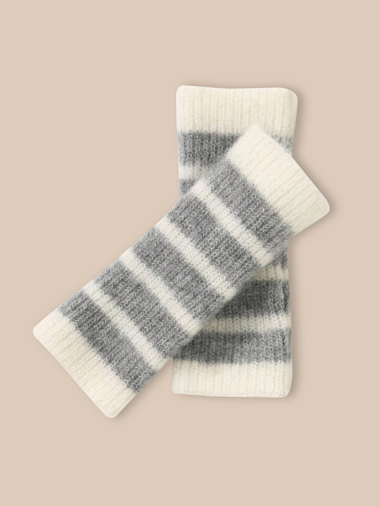 Mitaines Rayées Laine Et Mohair Fille Gris Chine