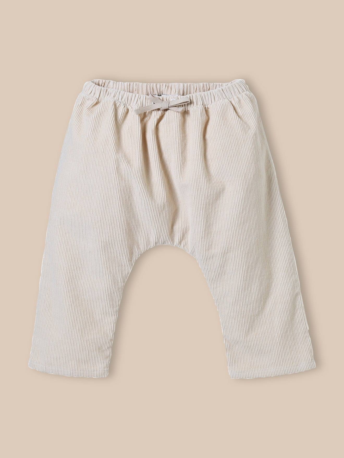 Pantalon Sarouel En Velours Bébé Beige