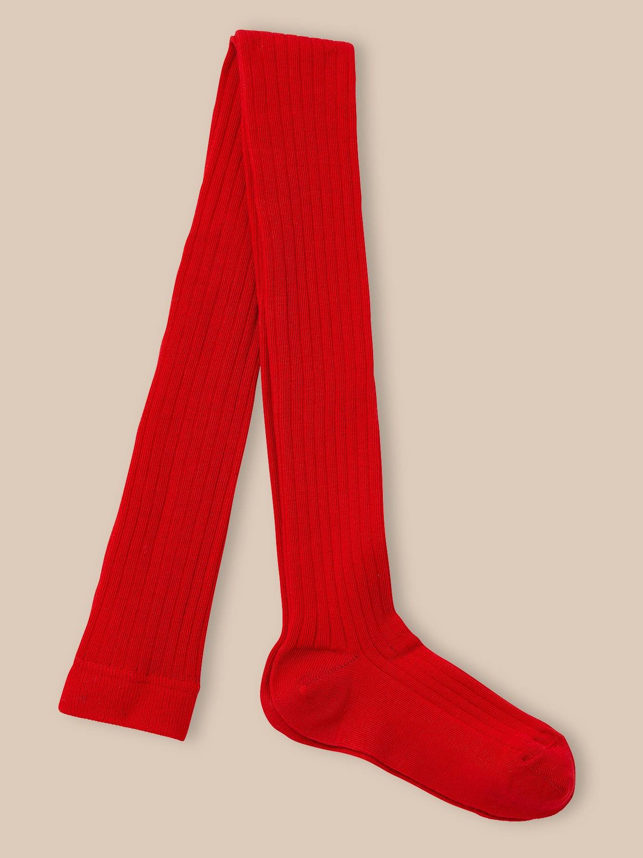 Collants À Côtes Fille Rouge