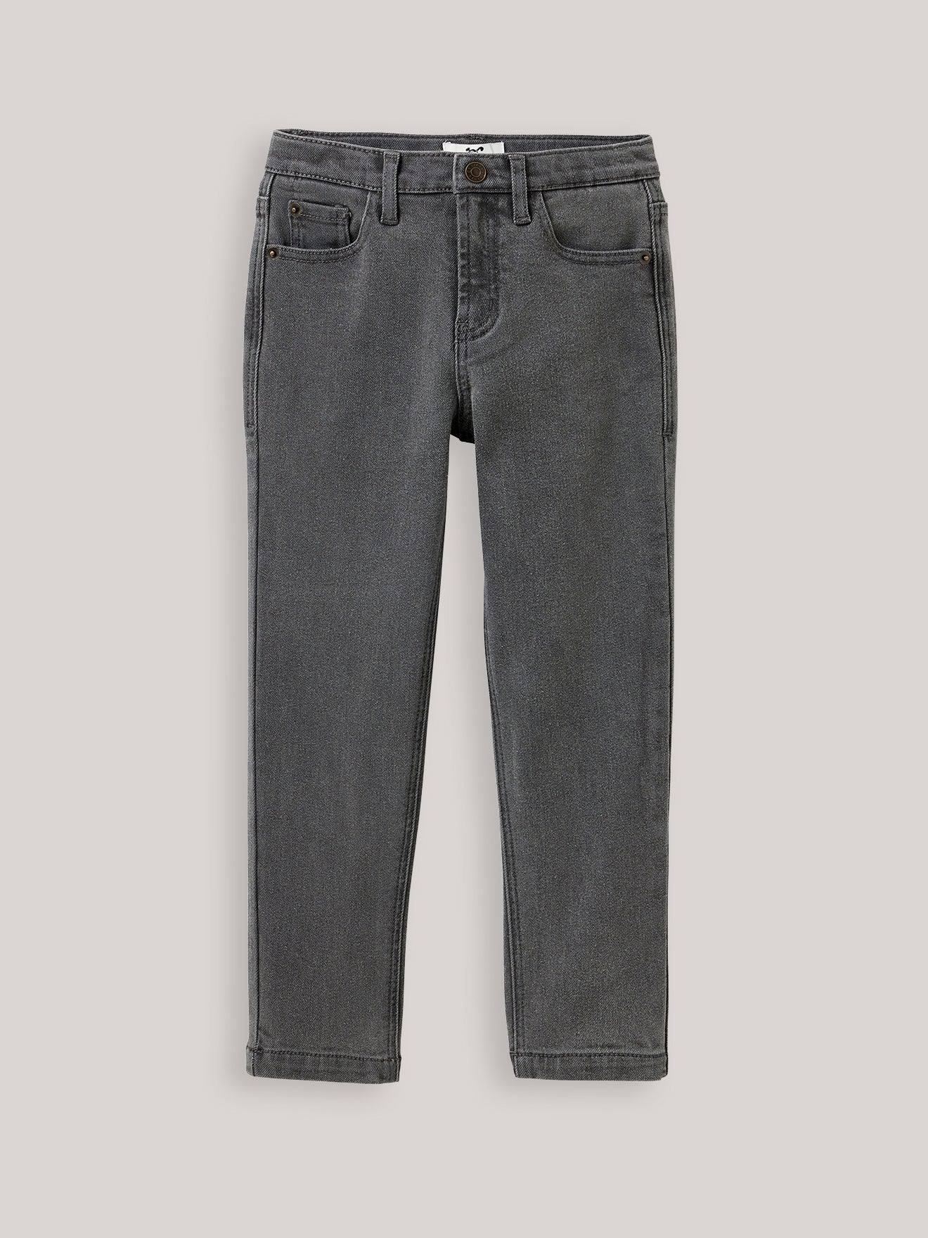 Pantalon Relax En Denim Garçon Denim Gris Fonce
