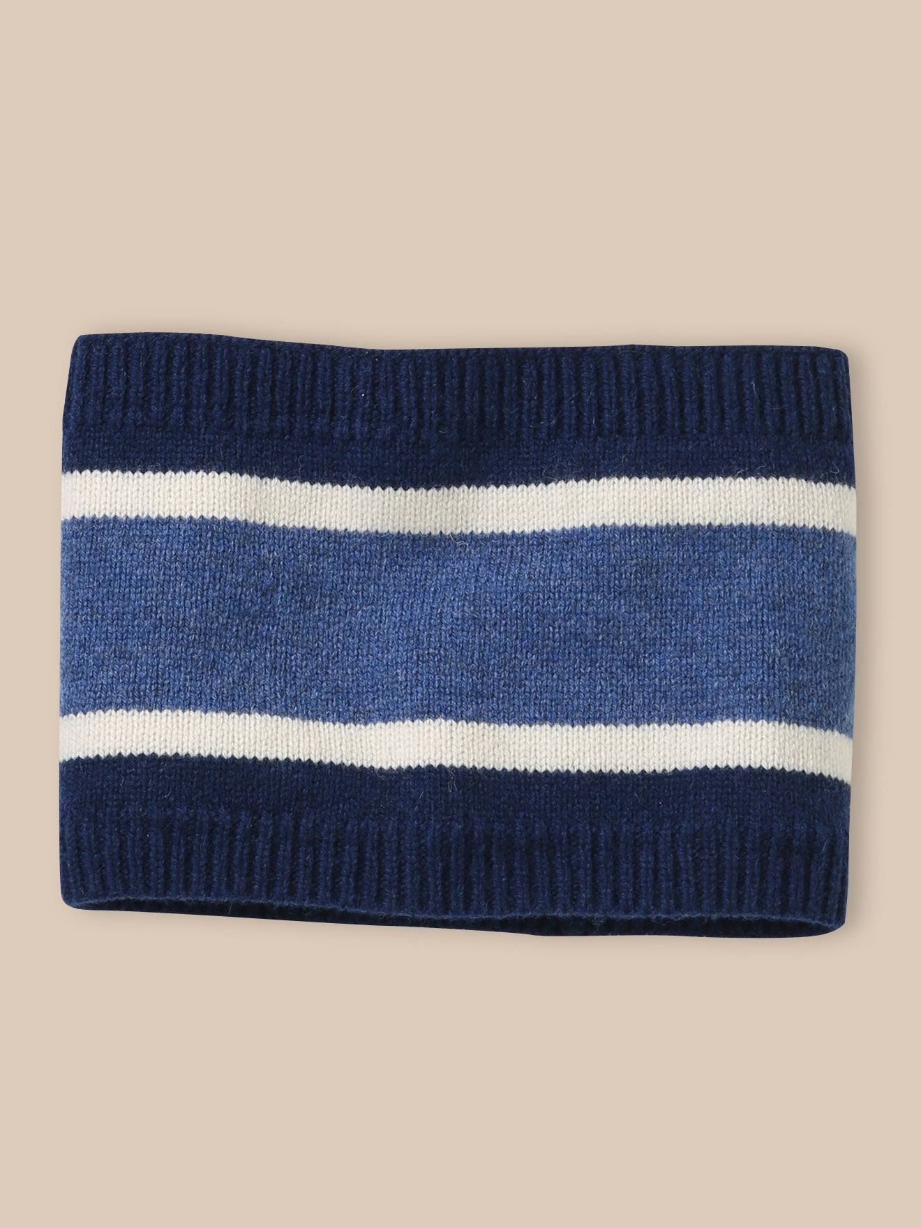 Snood Rayé En Laine Garçon Bleu Moyen Uni