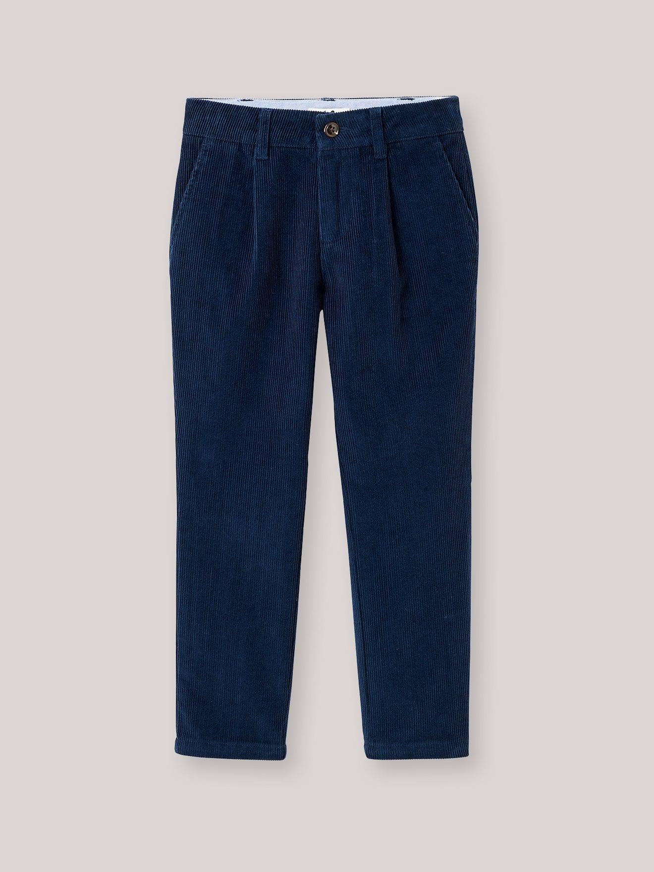 Pantalon Chino Garçon En Velours Bleu
