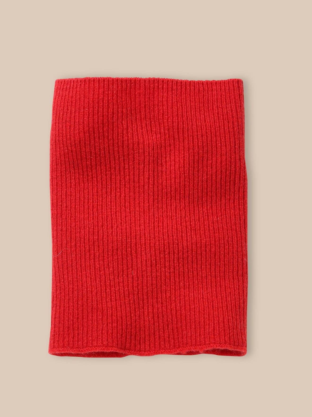 Snood Tube En Côtes Laine Mérinos Enfant Rouge