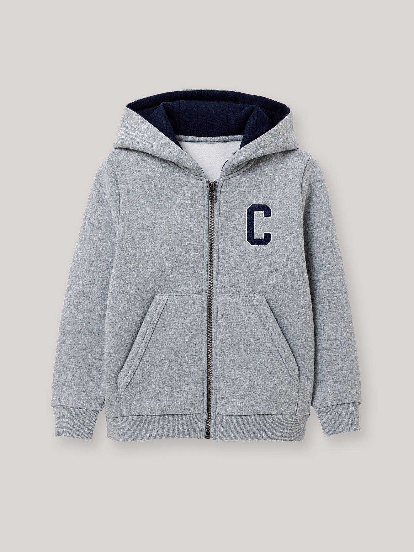 Sweat Zipp Capuche Garon Gris Chine 45$