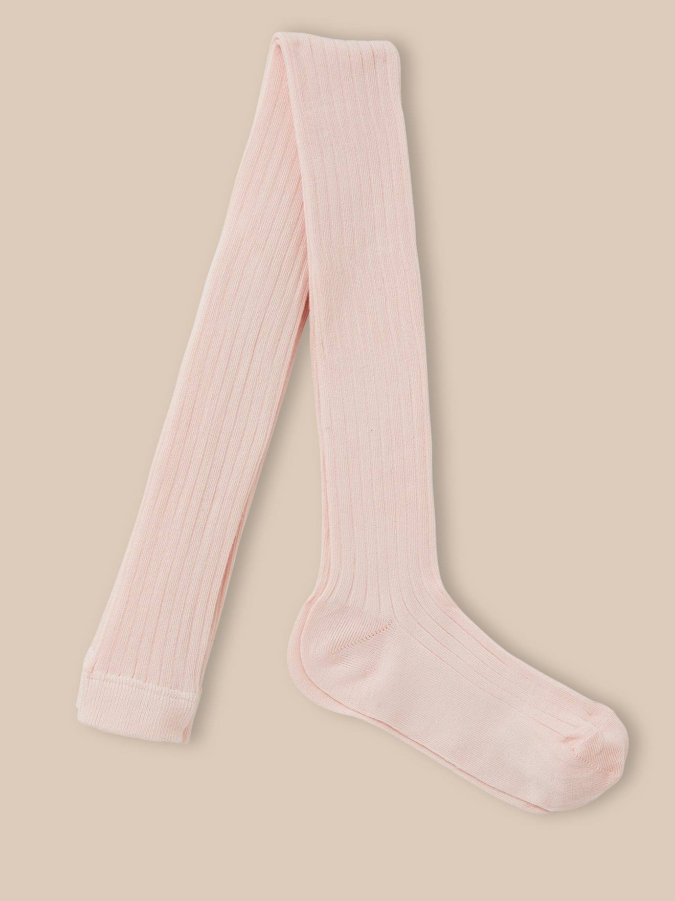 Collants À Côtes Fille Rose Doux