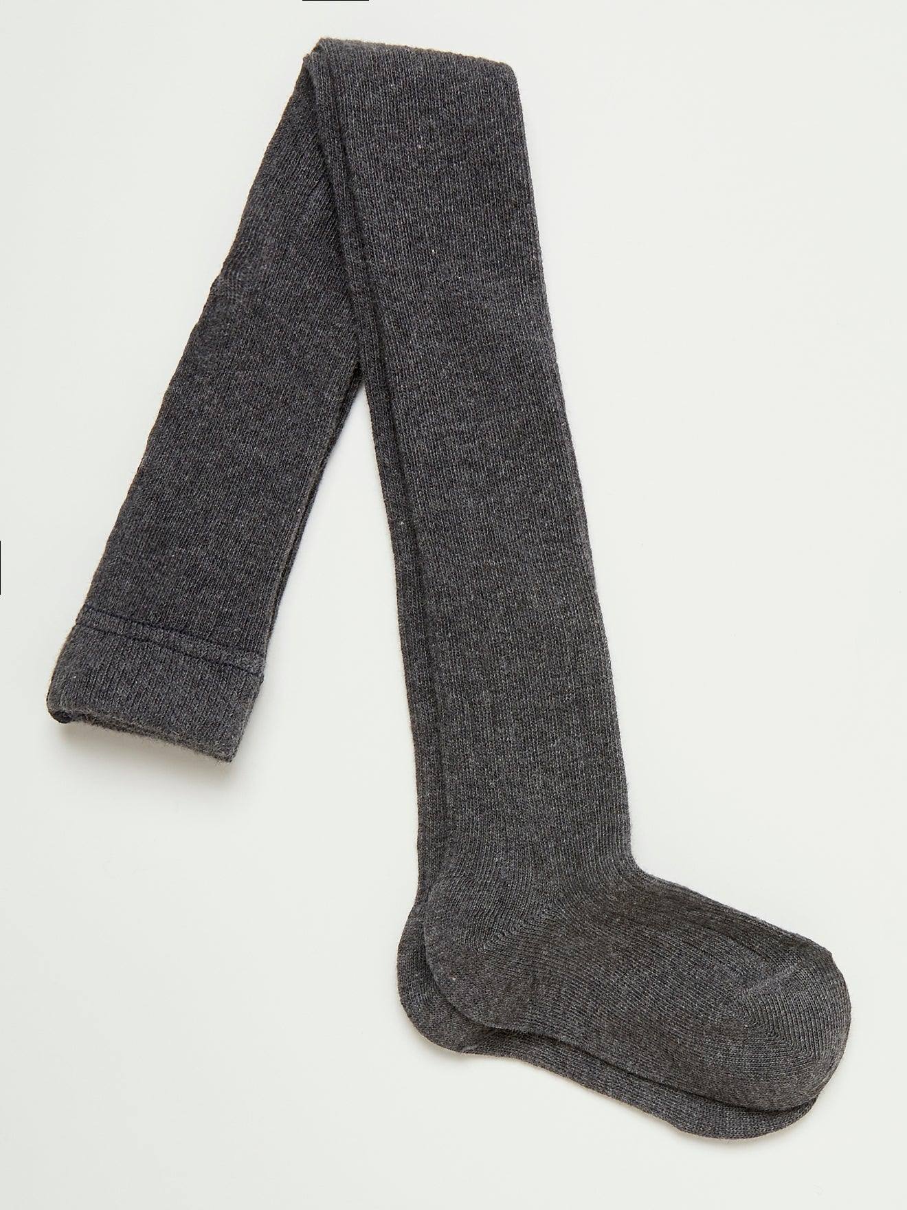 Collants À Côtes Fille Gris Chine Fonce