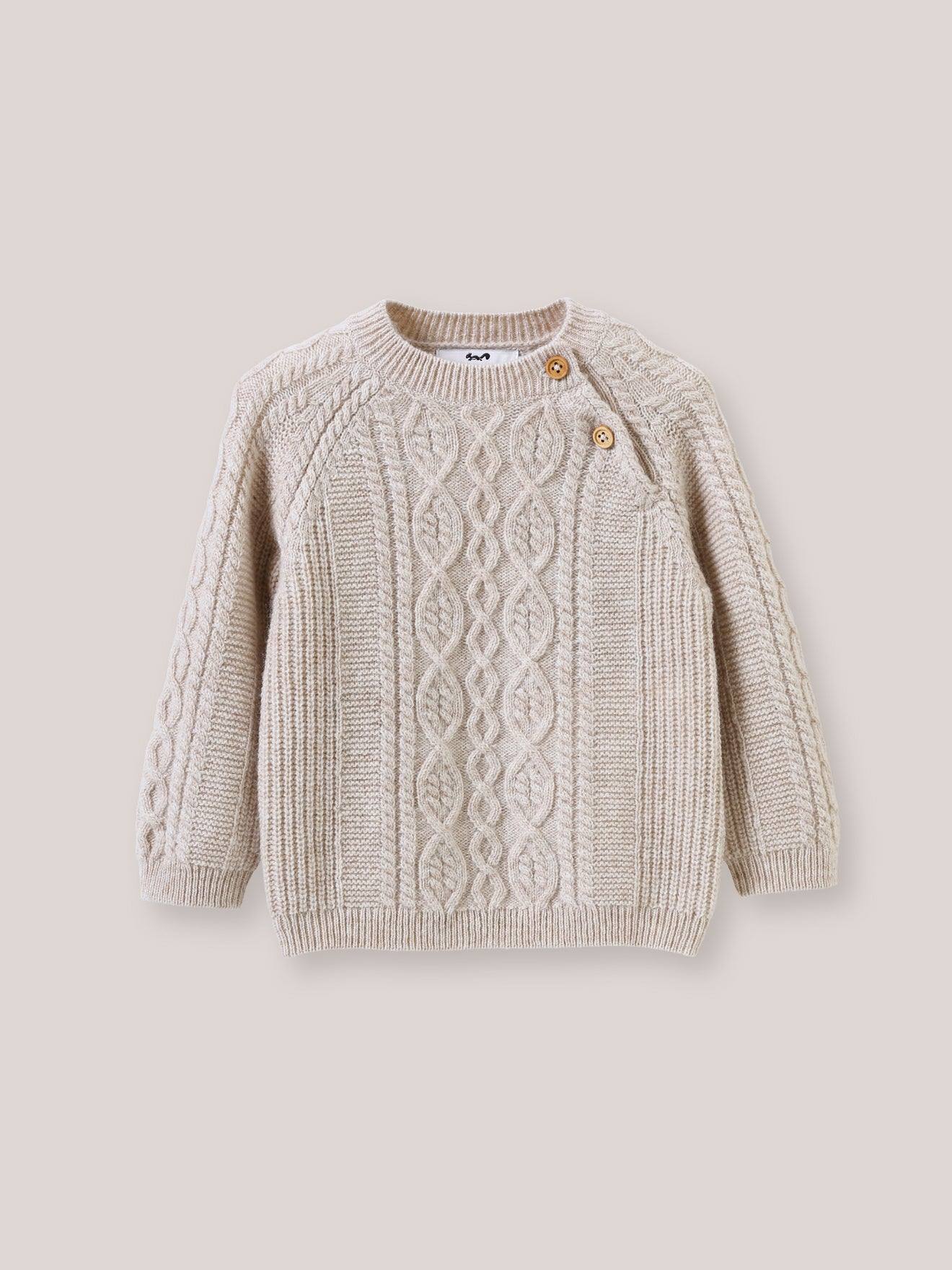 Pull Torsadé Bébé En Laine Beige Chine