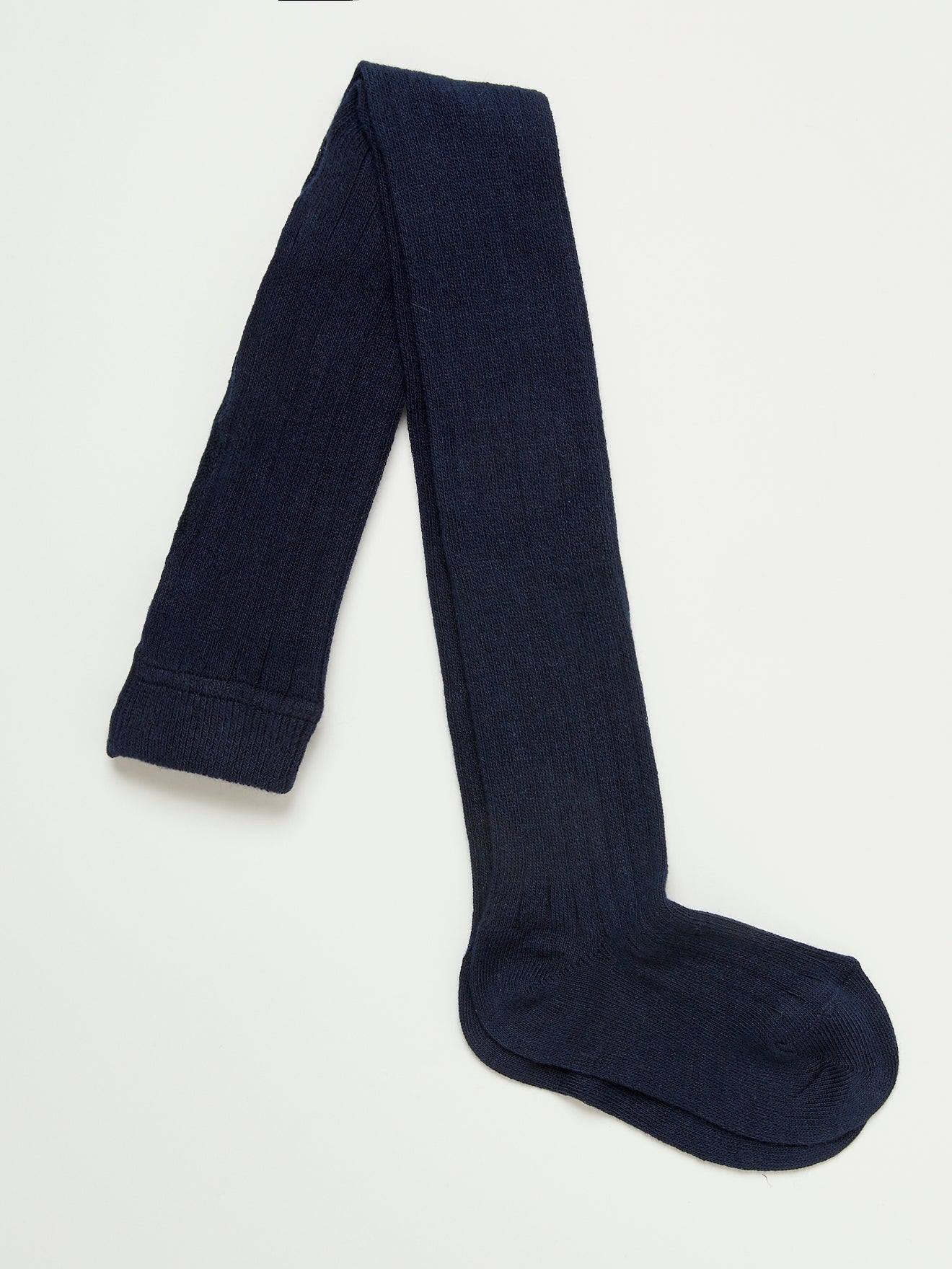 Collants À Côtes Fille Marine Collants À Côtes Fille Marine