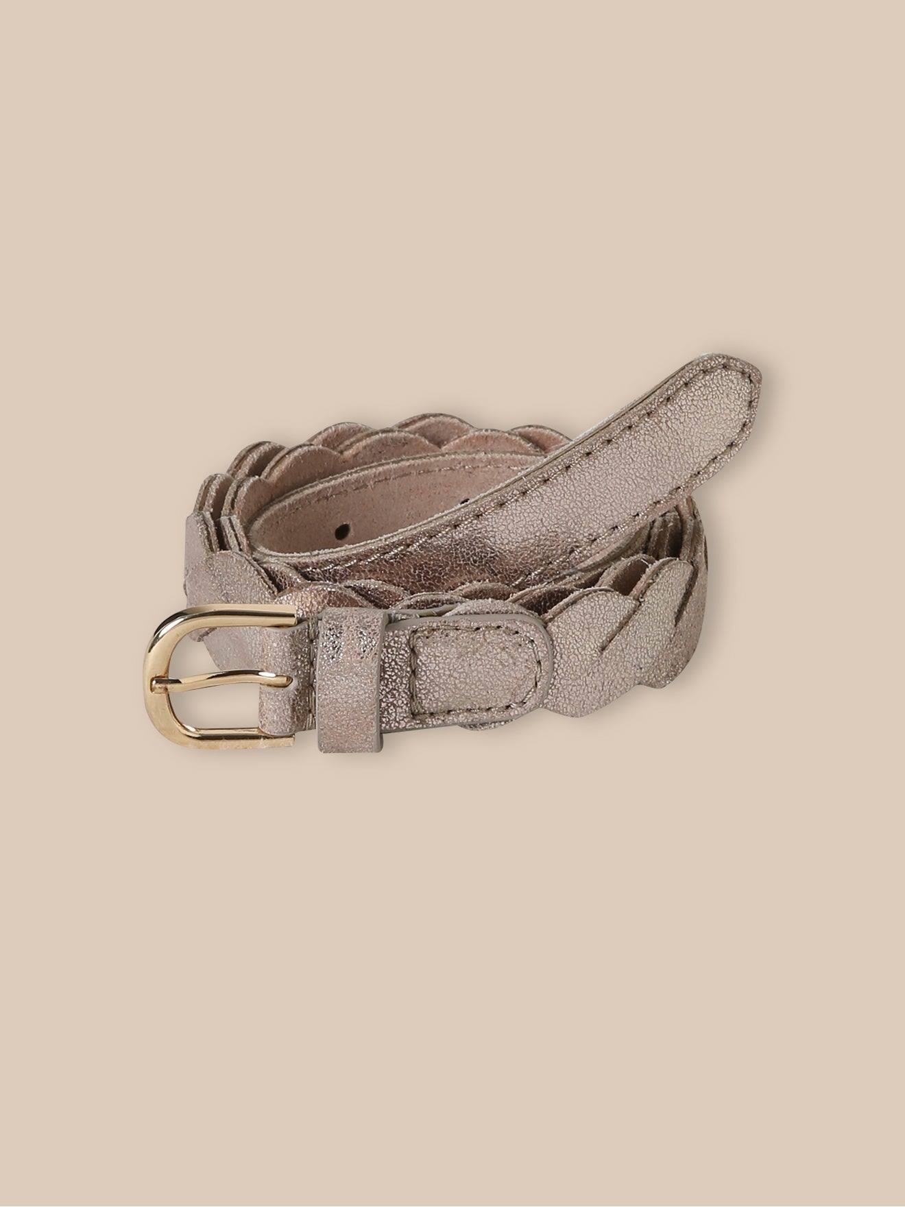 Ceinture En Cuir Tressé Et Irisé Fille Dore
