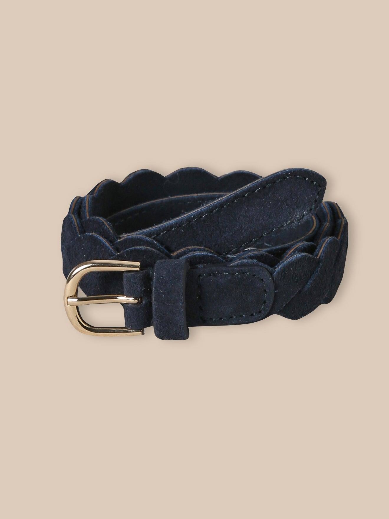 Ceinture Tressée En Cuir Fille Marine