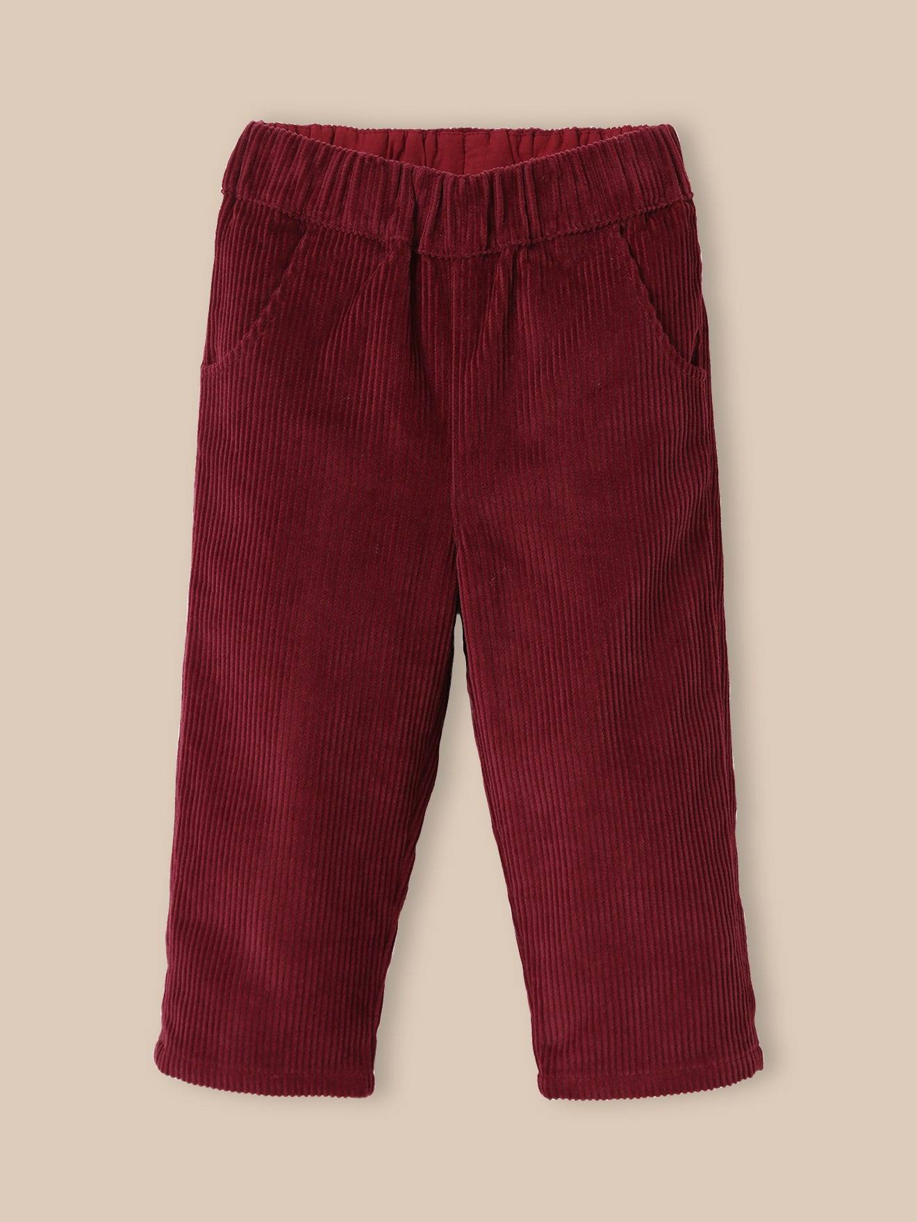 Pantalon Velours En Grosses Côtes Bébé Framboise