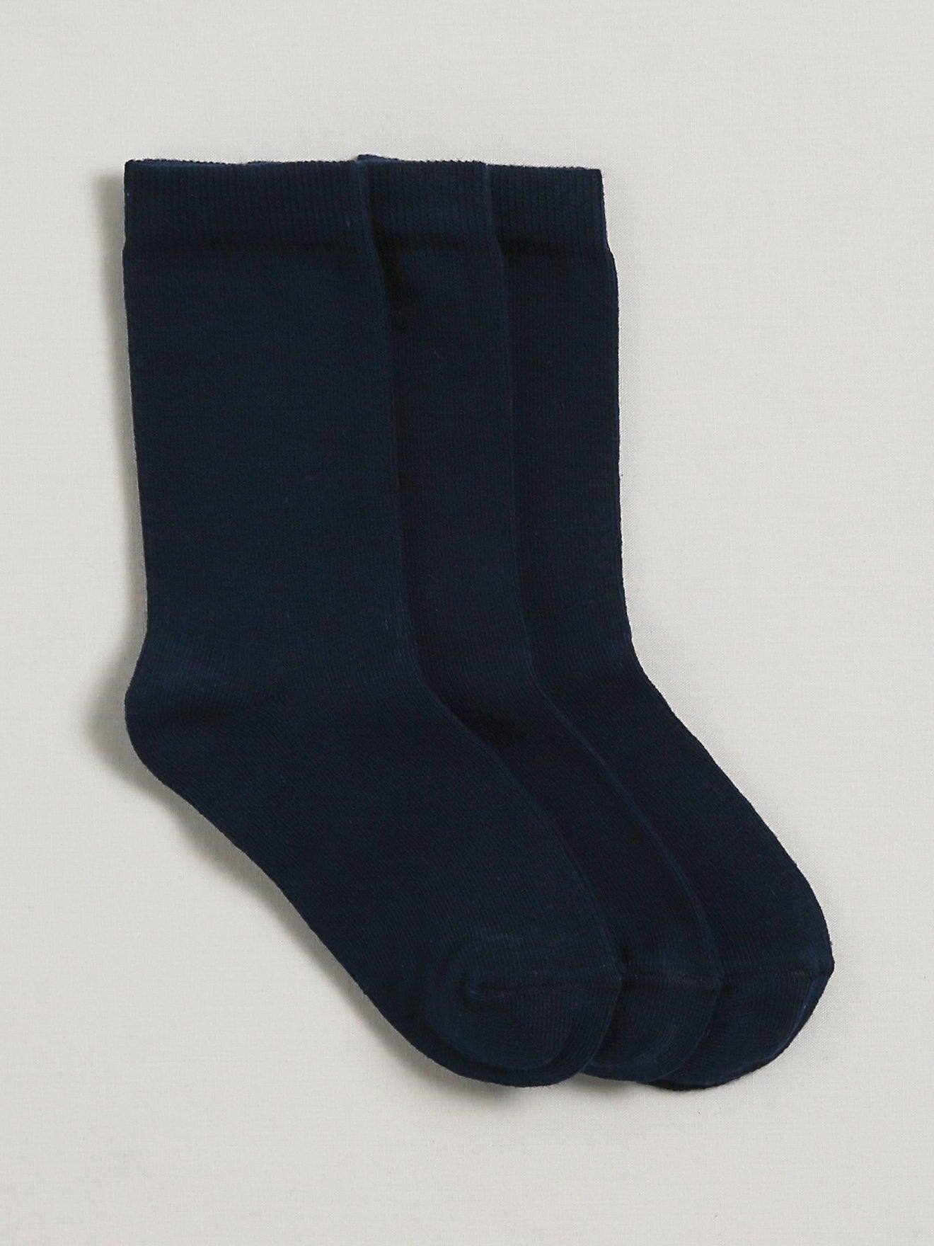 Chaussettes Unies Par Lot De 3 Garçon Bleu Fonce Uni
