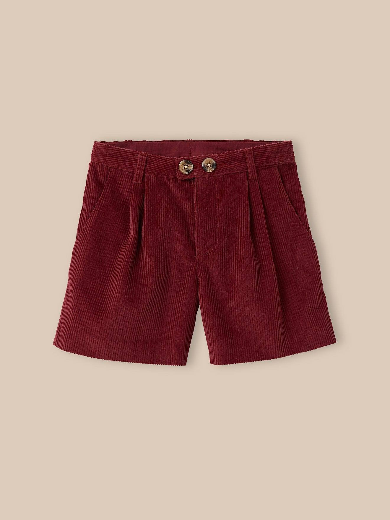 Short Velours Taille Haute Fille Framboise