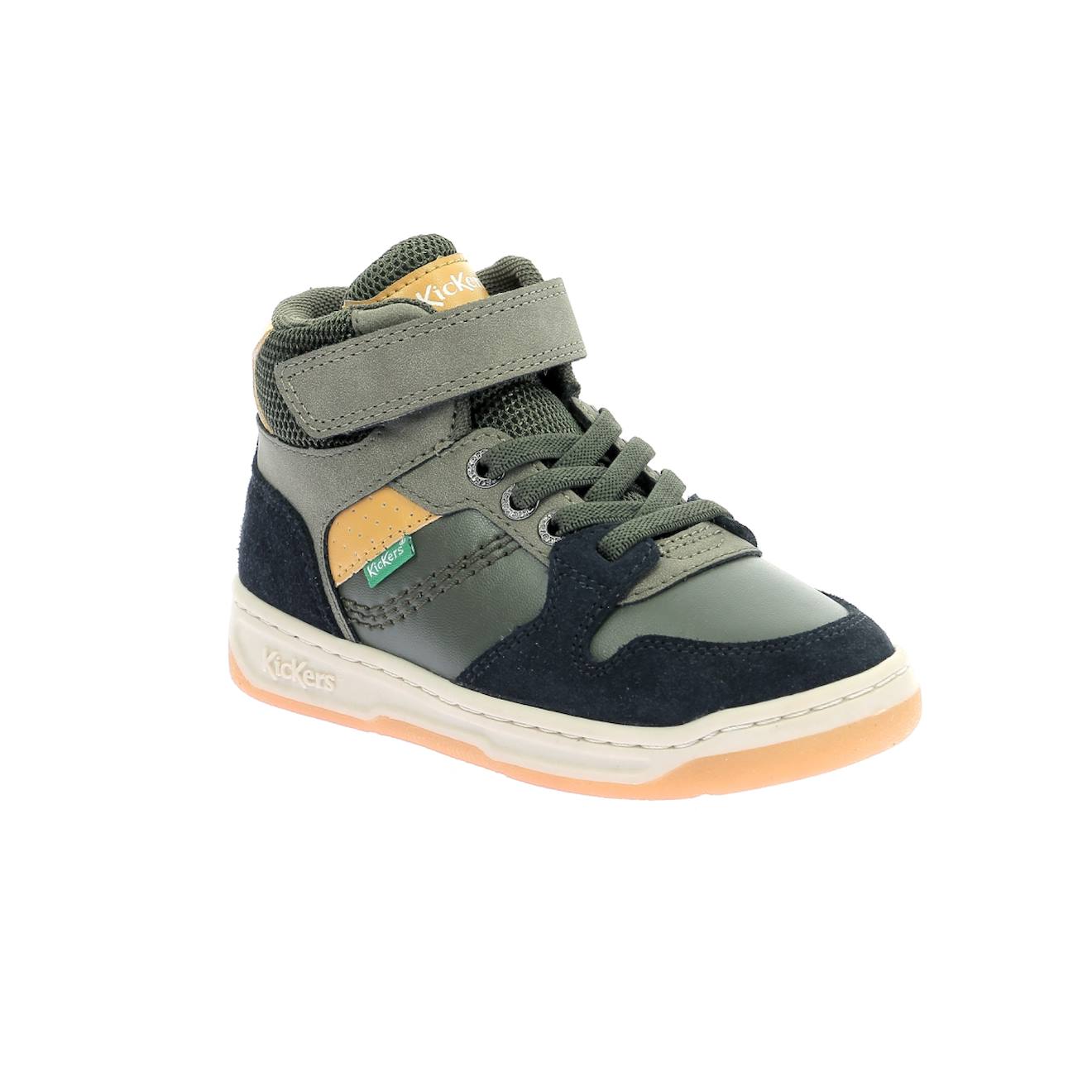 Sneakers Hautes Enfant Kickado Kaki Marine Camel