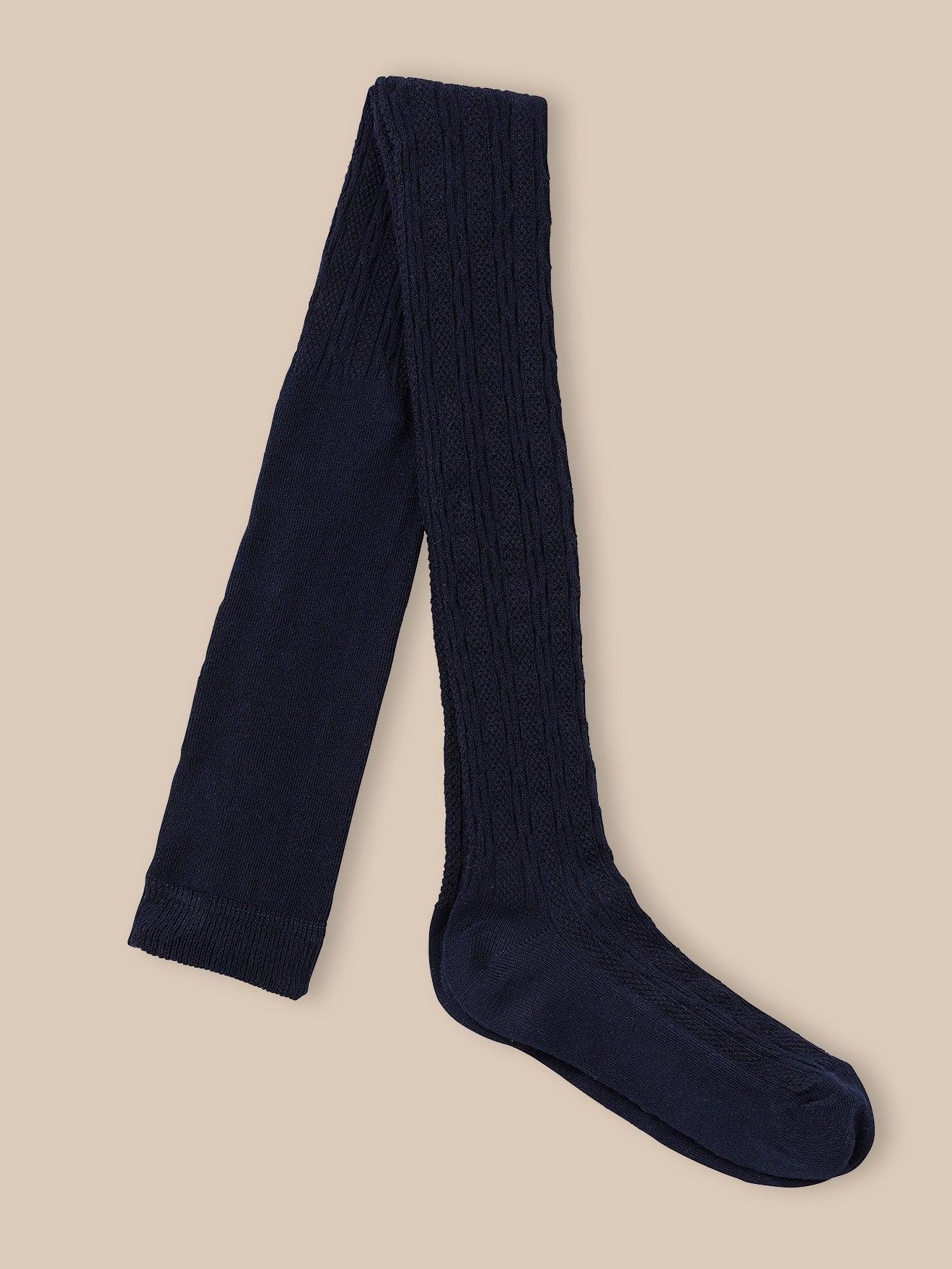 Collants Fille Avec Torsades Bleu Ombre