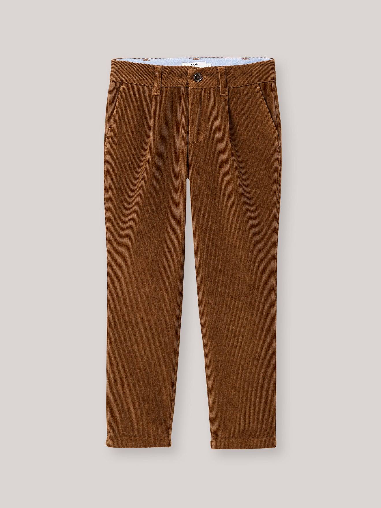 Pantalon Chino Garçon En Velours Cafe