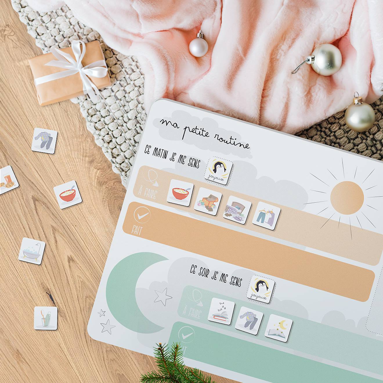 Tableau Magnétique Routine Enfant Dès 3 Ans Blanc