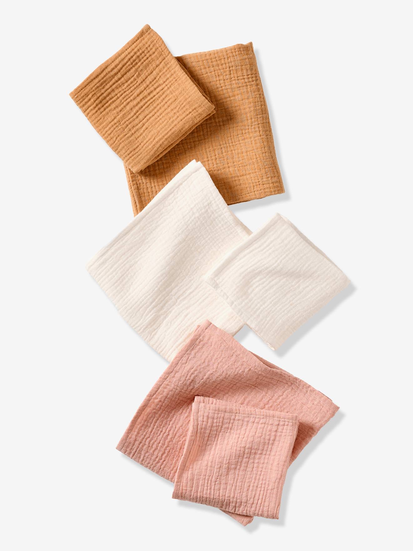 Lot de 3 langes unis en gaze de coton Bio* lot rose (Vertbaudet) - Image 1