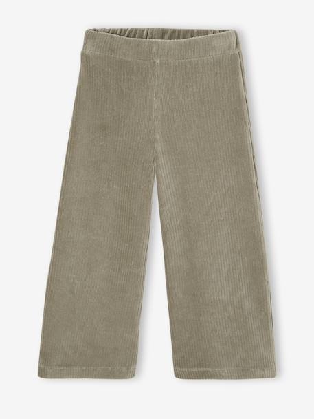 Pantalon fille large en velours anthracite+bleu grisé+blush+écru+kaki+marron+prune+rose 16 - vertbaudet enfant 