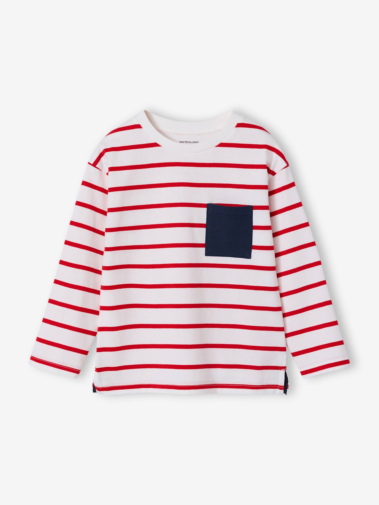 T-shirt rayé garçon personnalisable rouge