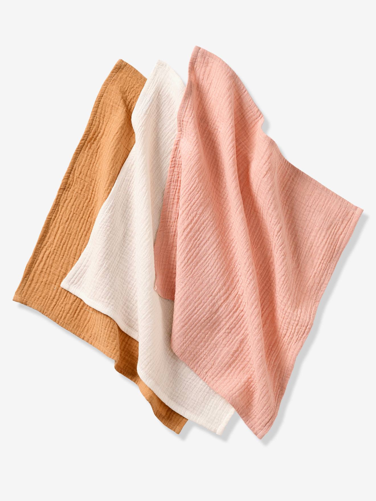 Lot de 3 langes unis en gaze de coton Bio* lot rose (Vertbaudet) - Image 2