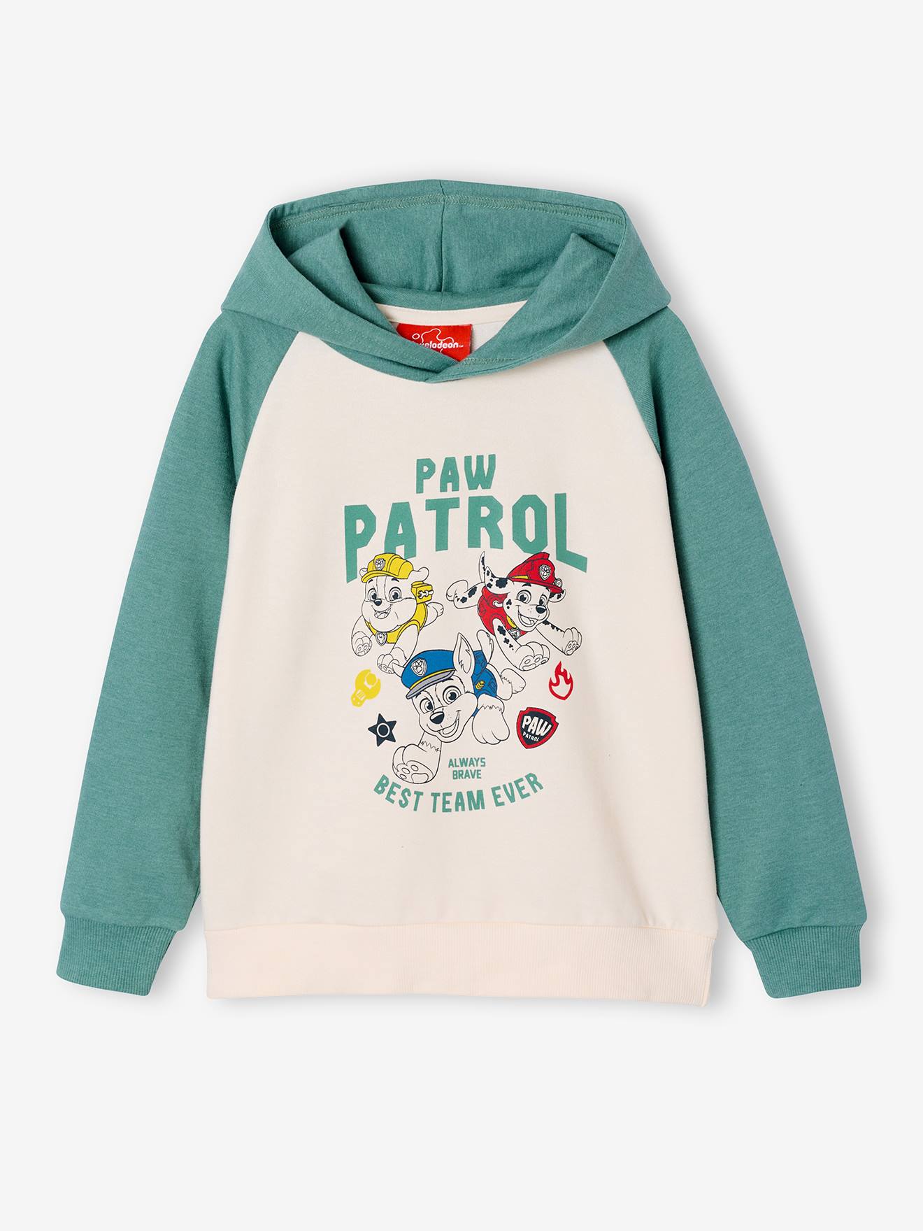 Sweat à capuche garçon Pat patrouille vert sauge