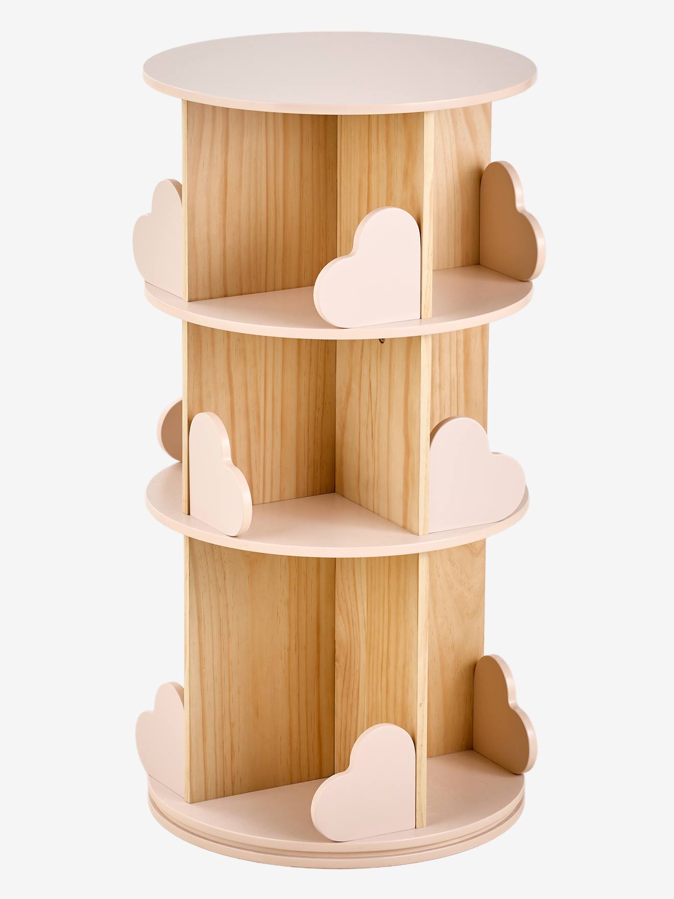 Bibliothèque tournante 3 niveaux COEUR rose pâle (Vertbaudet) - Image 2