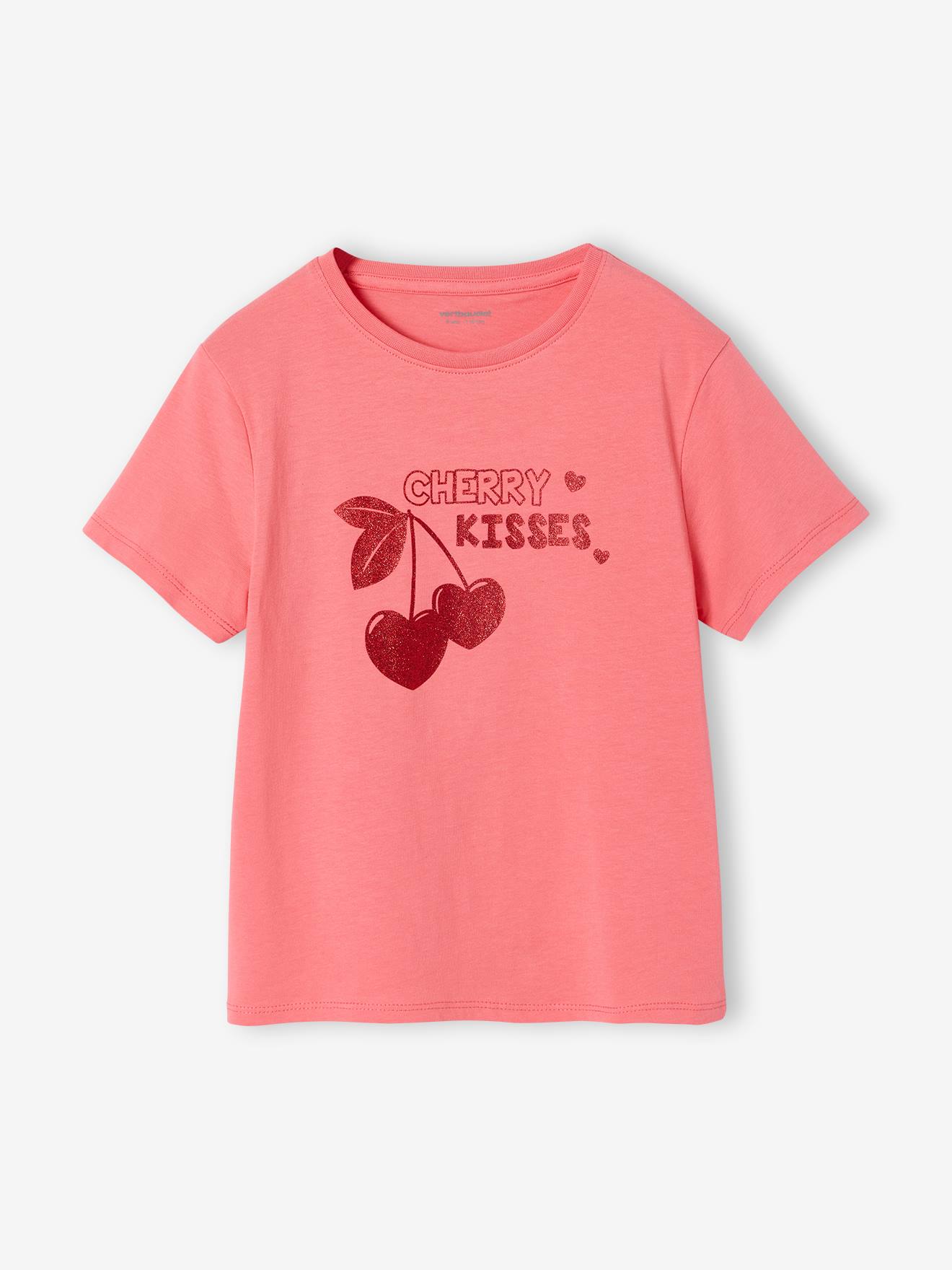 Tee-shirt fille imprimé manches courtes rose